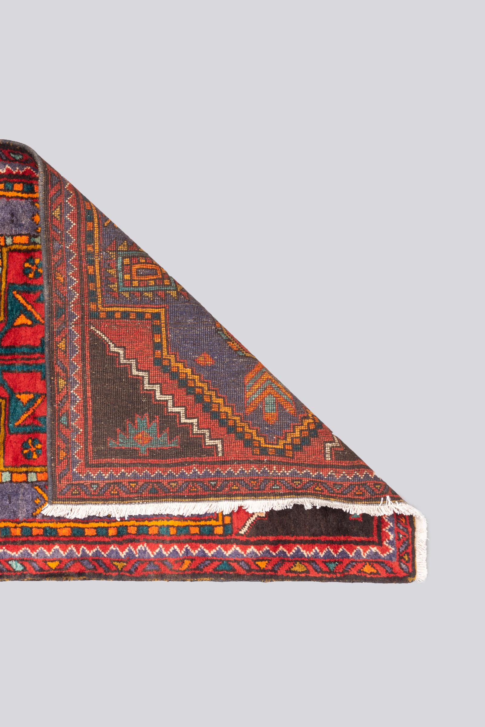 Vintage Meshkin triple Toranj Persian Runner Rug