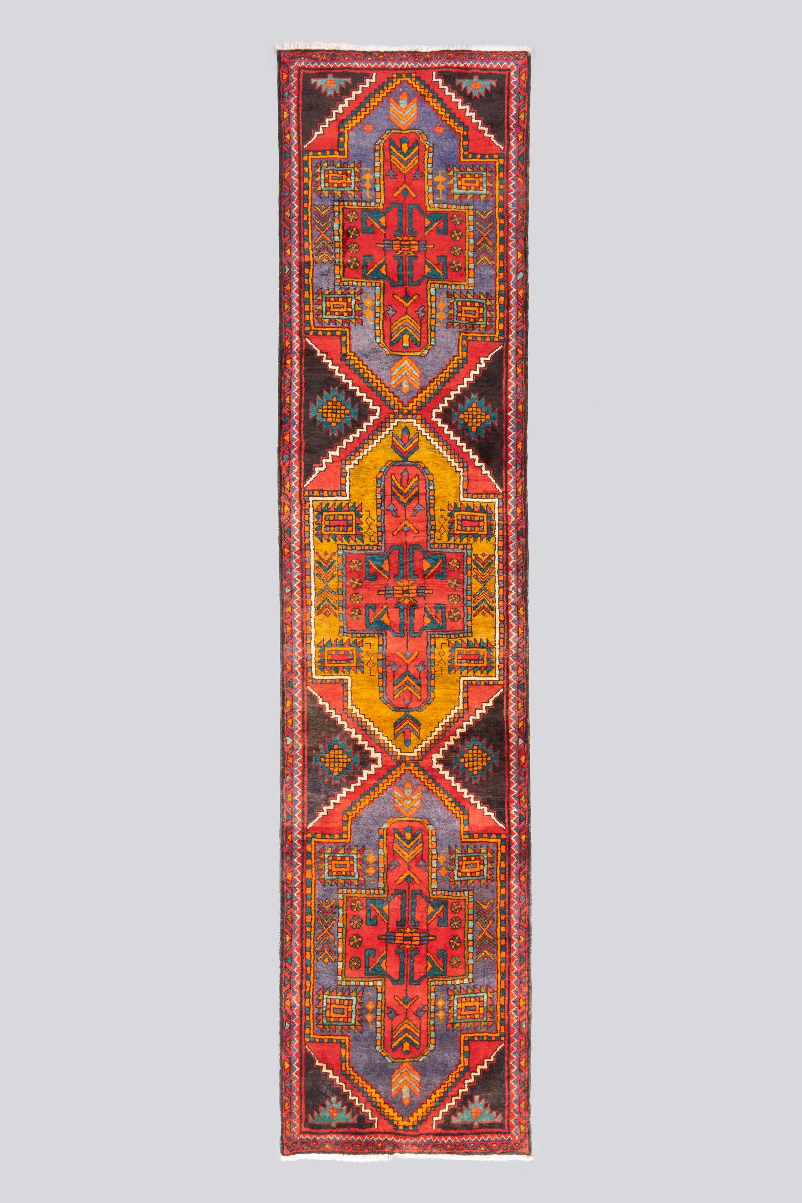 Semi Antique Meshkin triple Toranj Carpet Runner 3.5 SQM