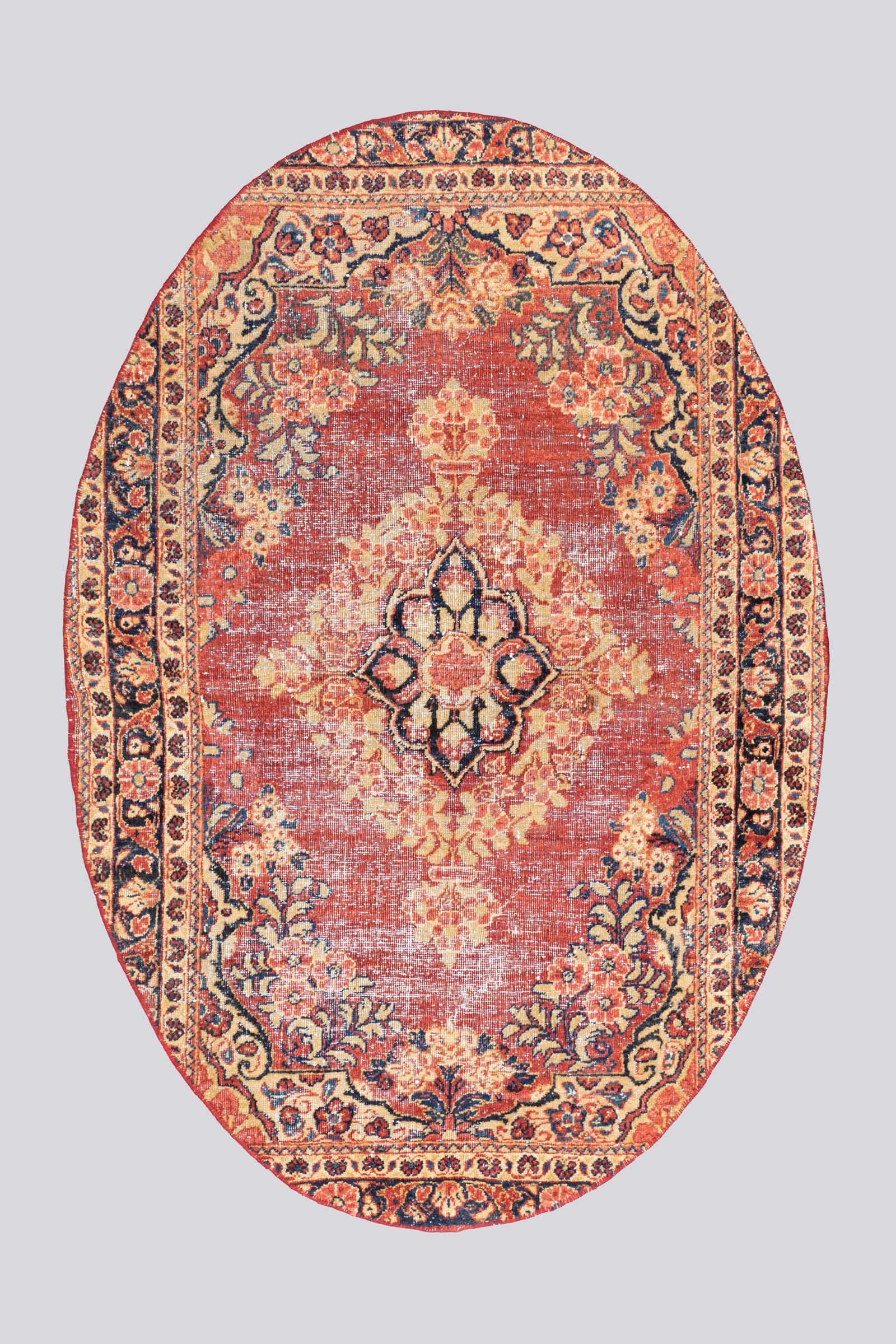 Antique Moshkabad Oval Carpet 2.4SQM