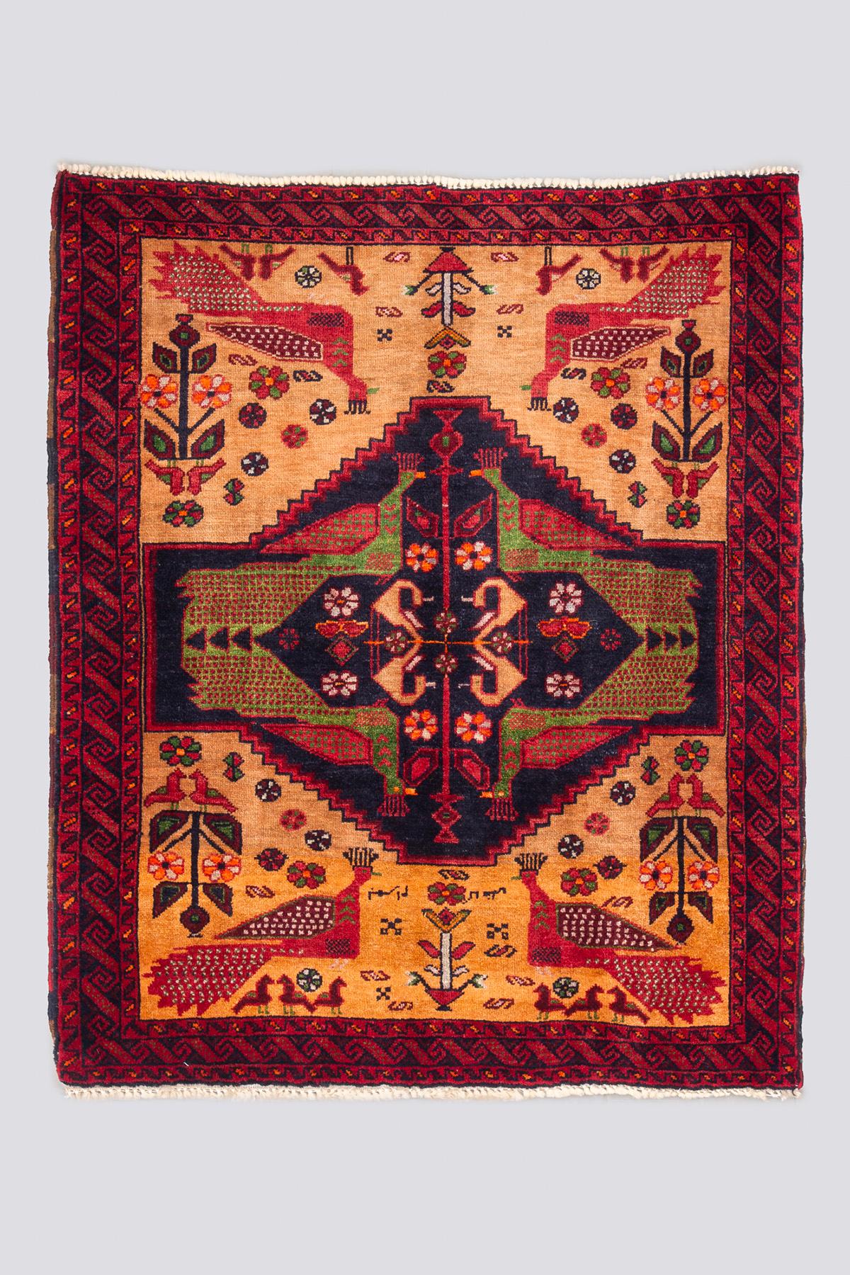 RCA108 Vintage Balouch Pictorial Signed Carpet