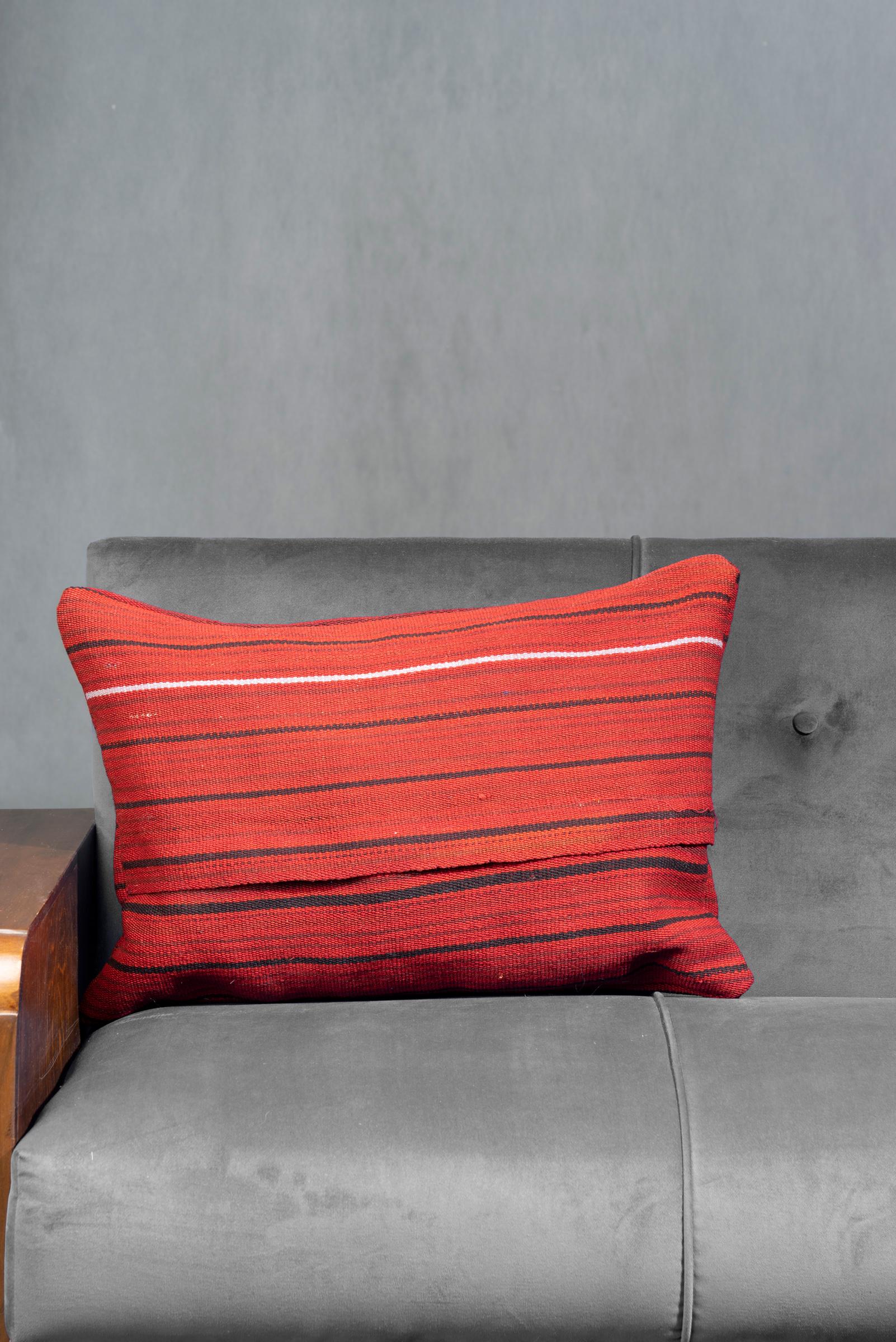 Red Striped Jajim Rectangle Cushion