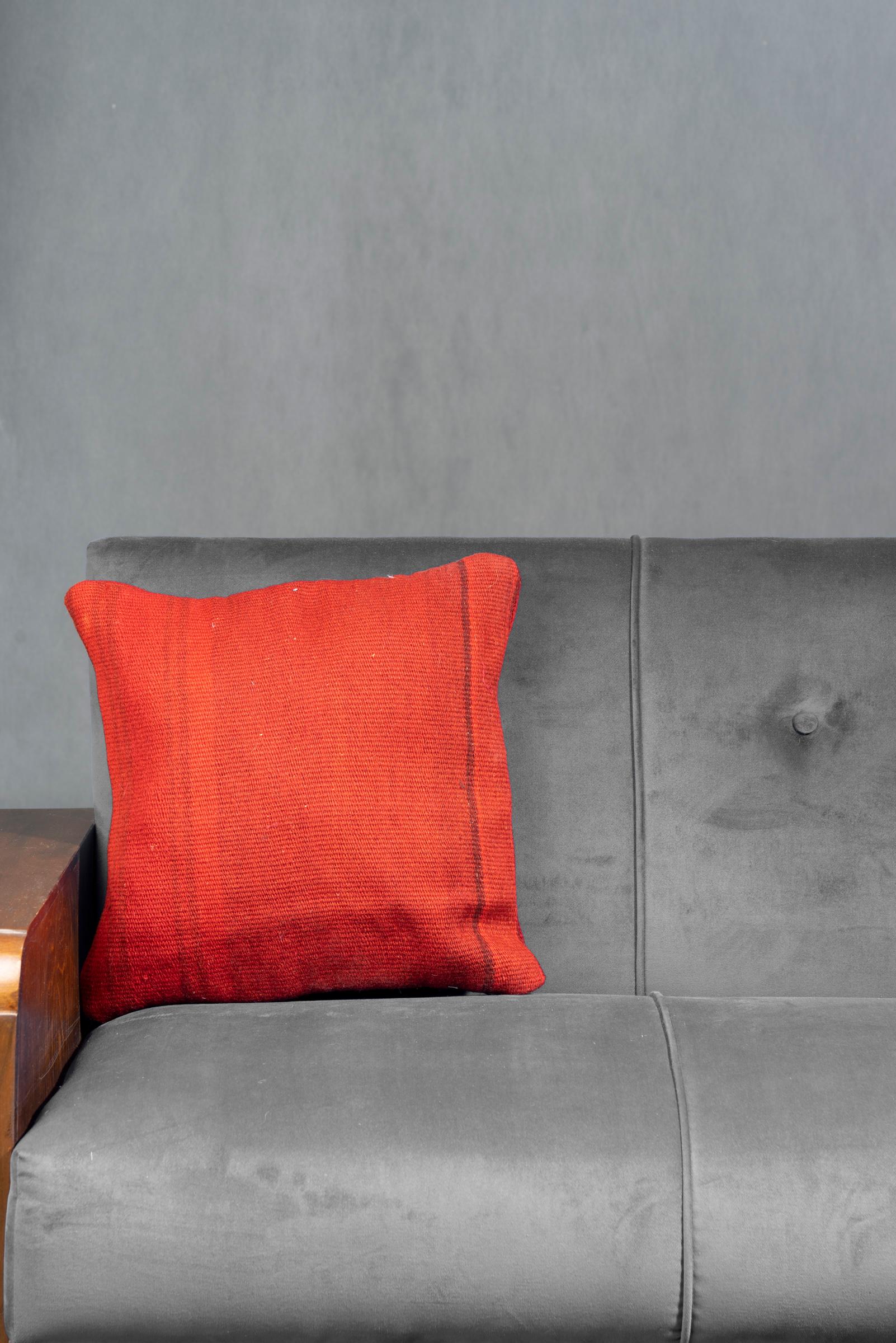 Red Jajim Square Cushion