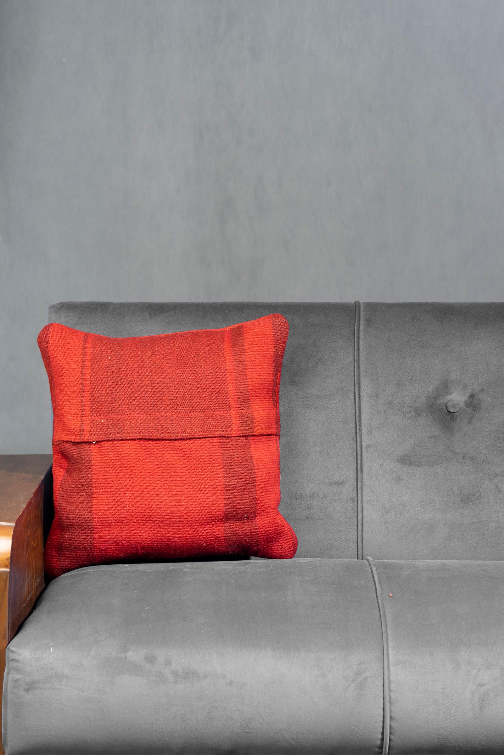 Red Jajim Square Cushion