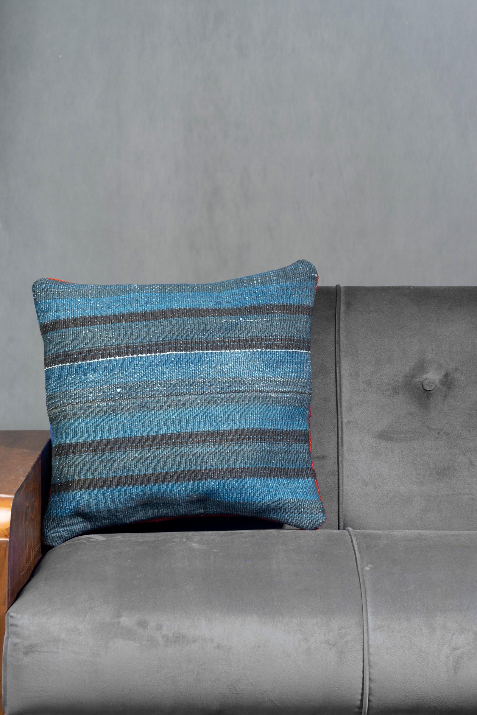 Grey Blue Striped Jajim Cushion 45x45cm