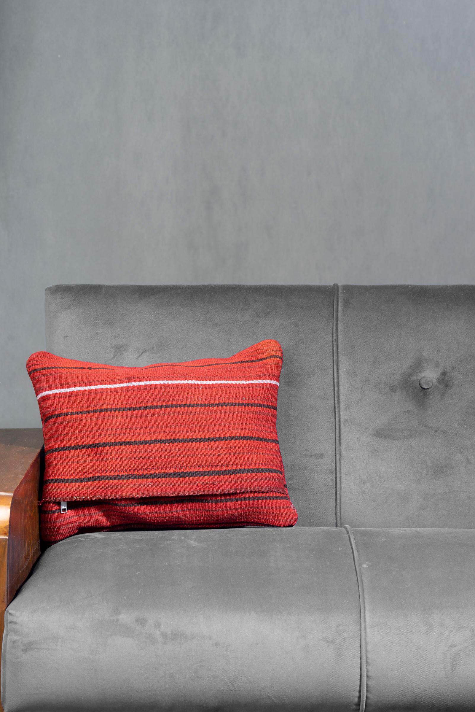 Red Striped Jajim Rectangle Cushion