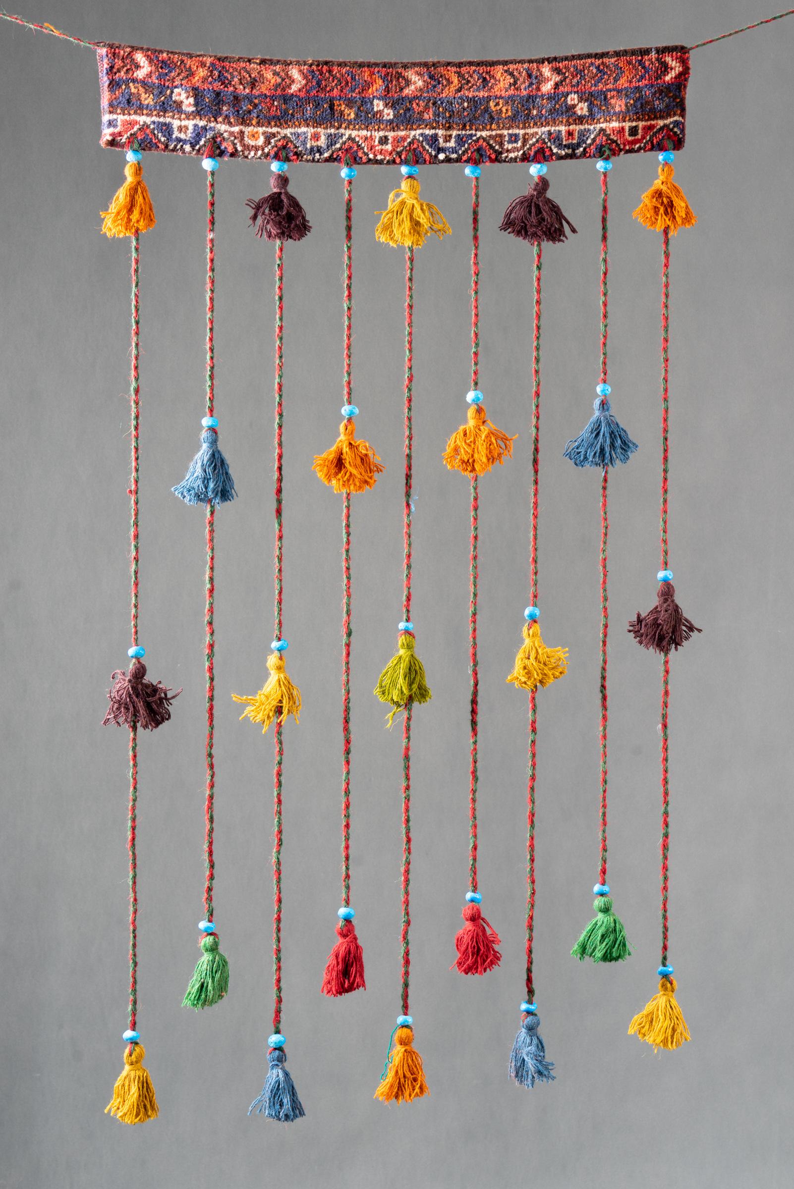 Decorative Carpet Turquoise Pearl & Tassel Wall Hanging 80cm