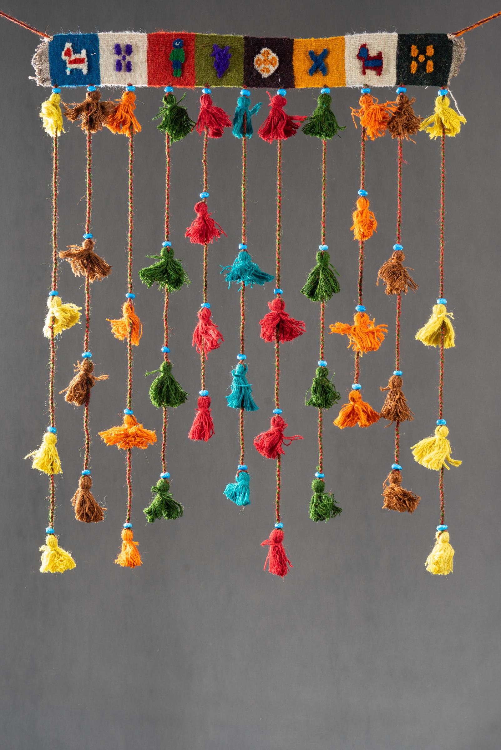 Decorative Gabbeh Turquoise Pearl & Tassel Wall Hanging 80 CM