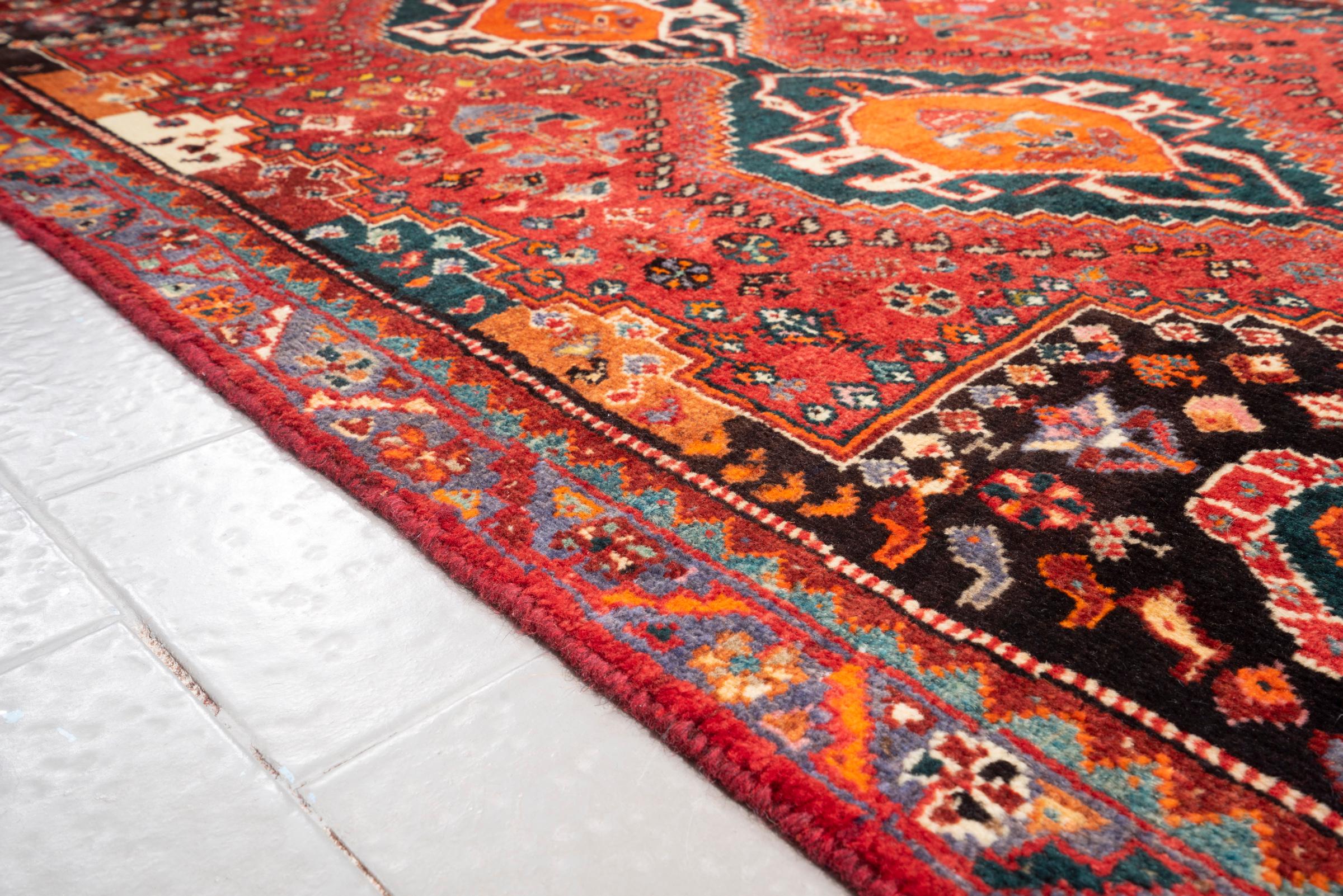 Vintage Qashqai Eqlid Double Toranj Persian Rug