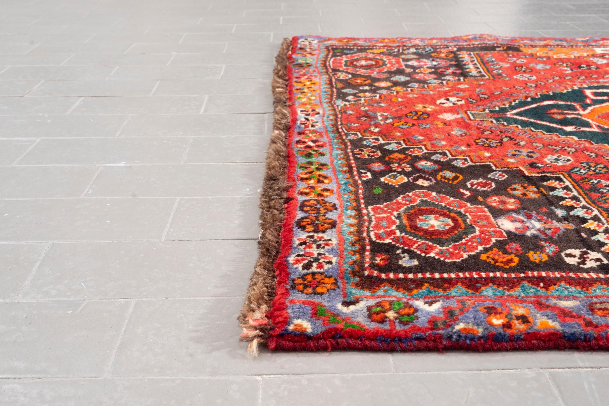 Vintage Qashqai Eqlid Double Toranj Persian Rug