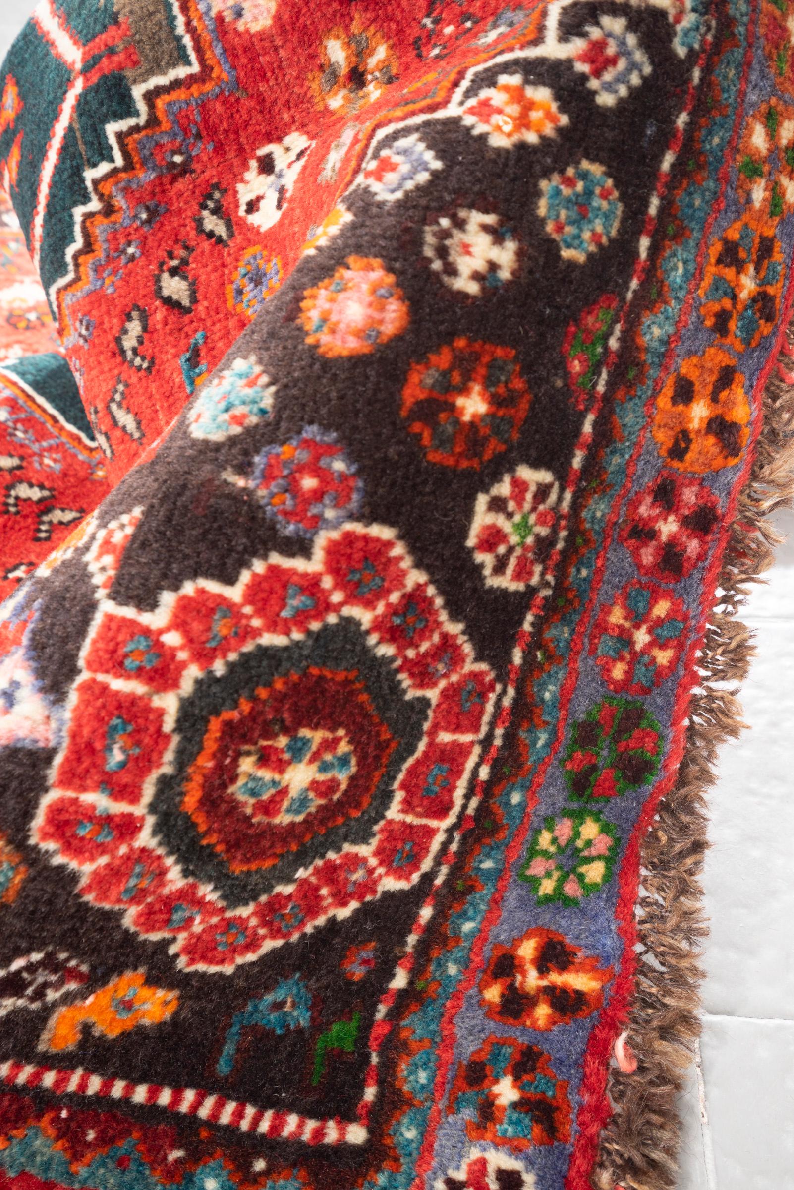 Vintage Qashqai Eqlid Double Toranj Persian Rug