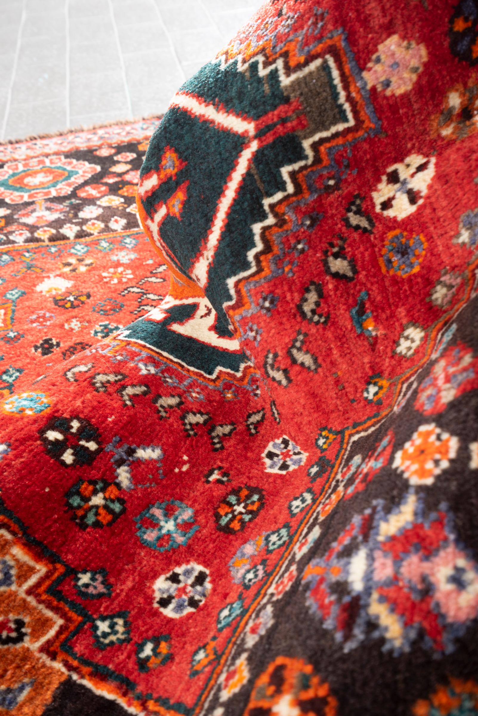 Vintage Qashqai Eqlid Double Toranj Persian Rug