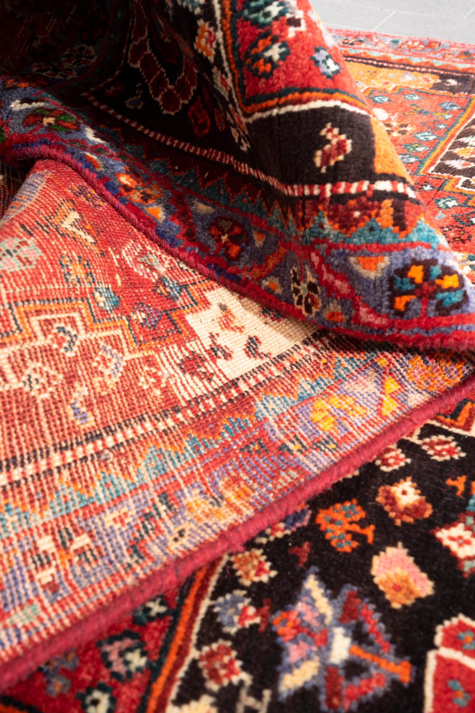 Vintage Qashqai Eqlid Double Toranj Persian Rug