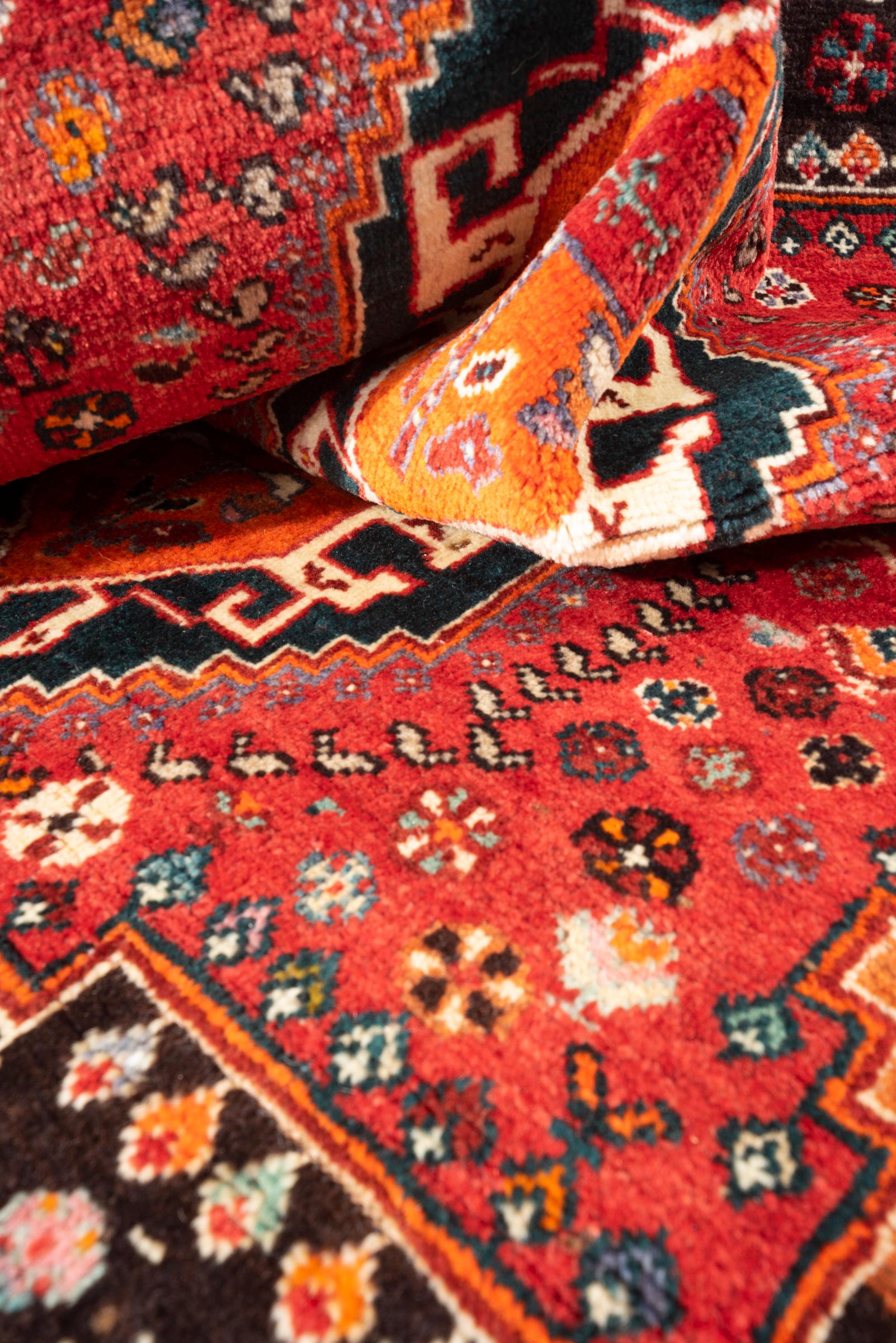 Vintage Qashqai Eqlid Double Toranj Persian Rug