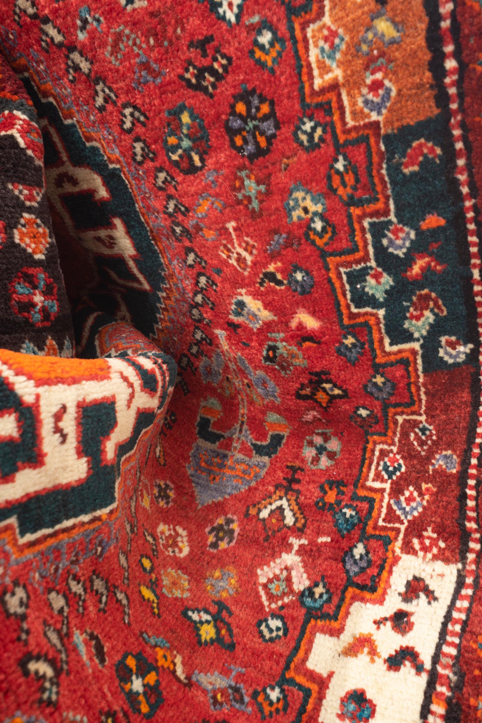 Vintage Qashqai Eqlid Double Toranj Persian Rug