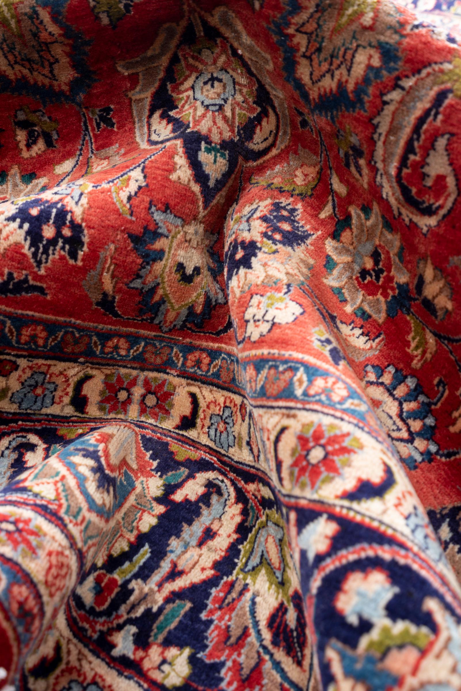 Vintage Mashhad Lachak Toranj Floral Square Persian Rug
