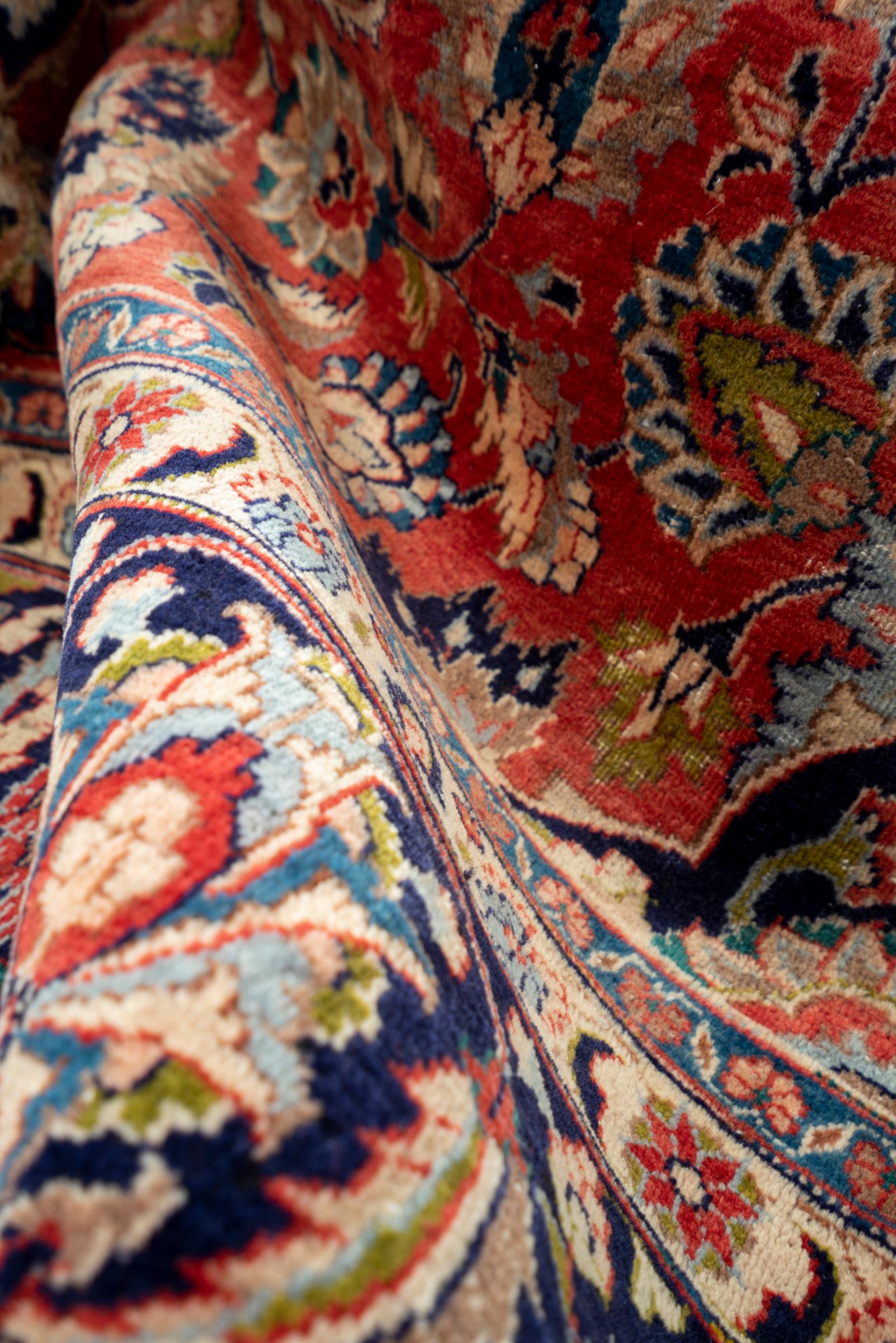 Vintage Mashhad Lachak Toranj Floral Square Persian Rug