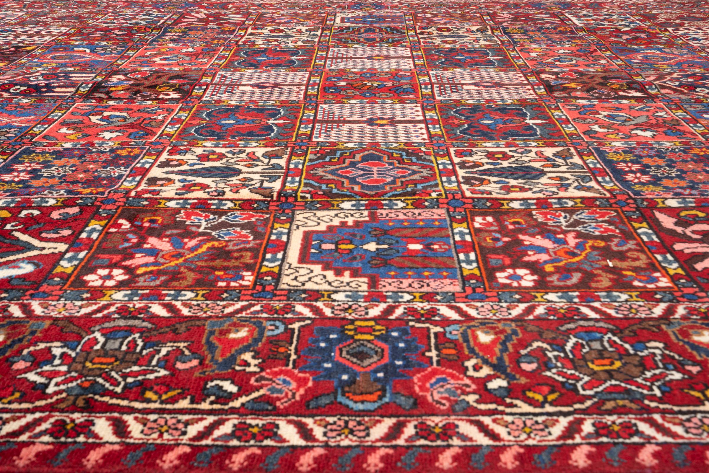 Vintage Bakhtiari Persian garden Kheshti Rug