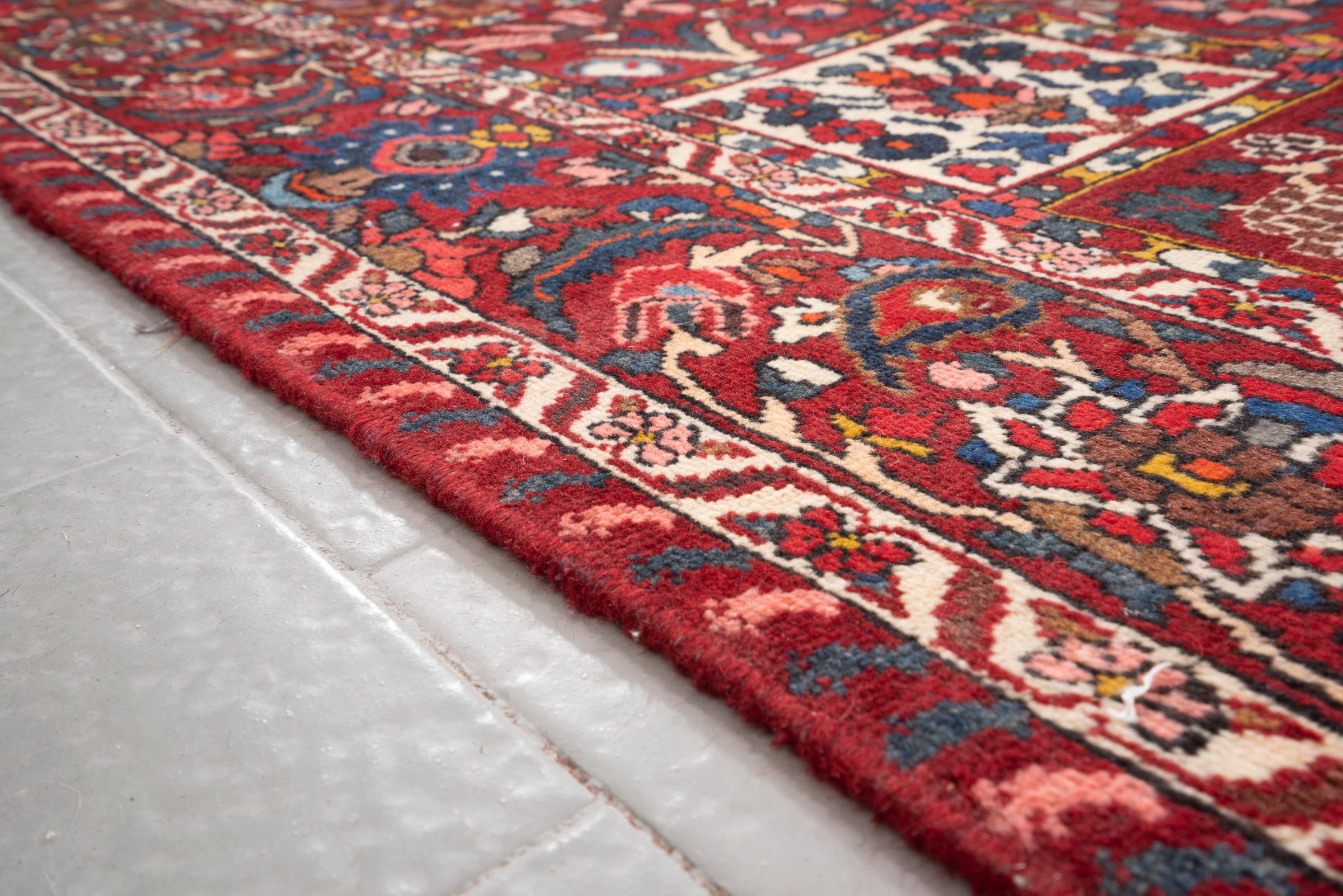 Vintage Bakhtiari Persian garden Kheshti Rug