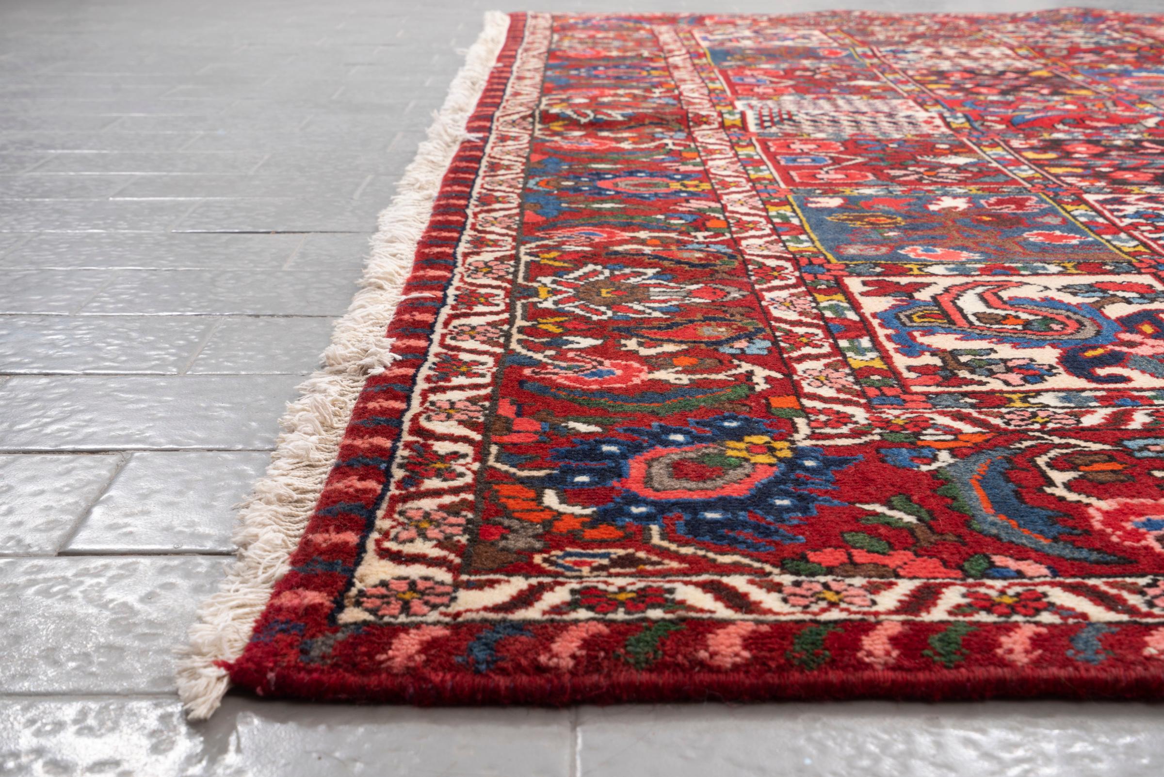 Vintage Bakhtiari Persian garden Kheshti Rug