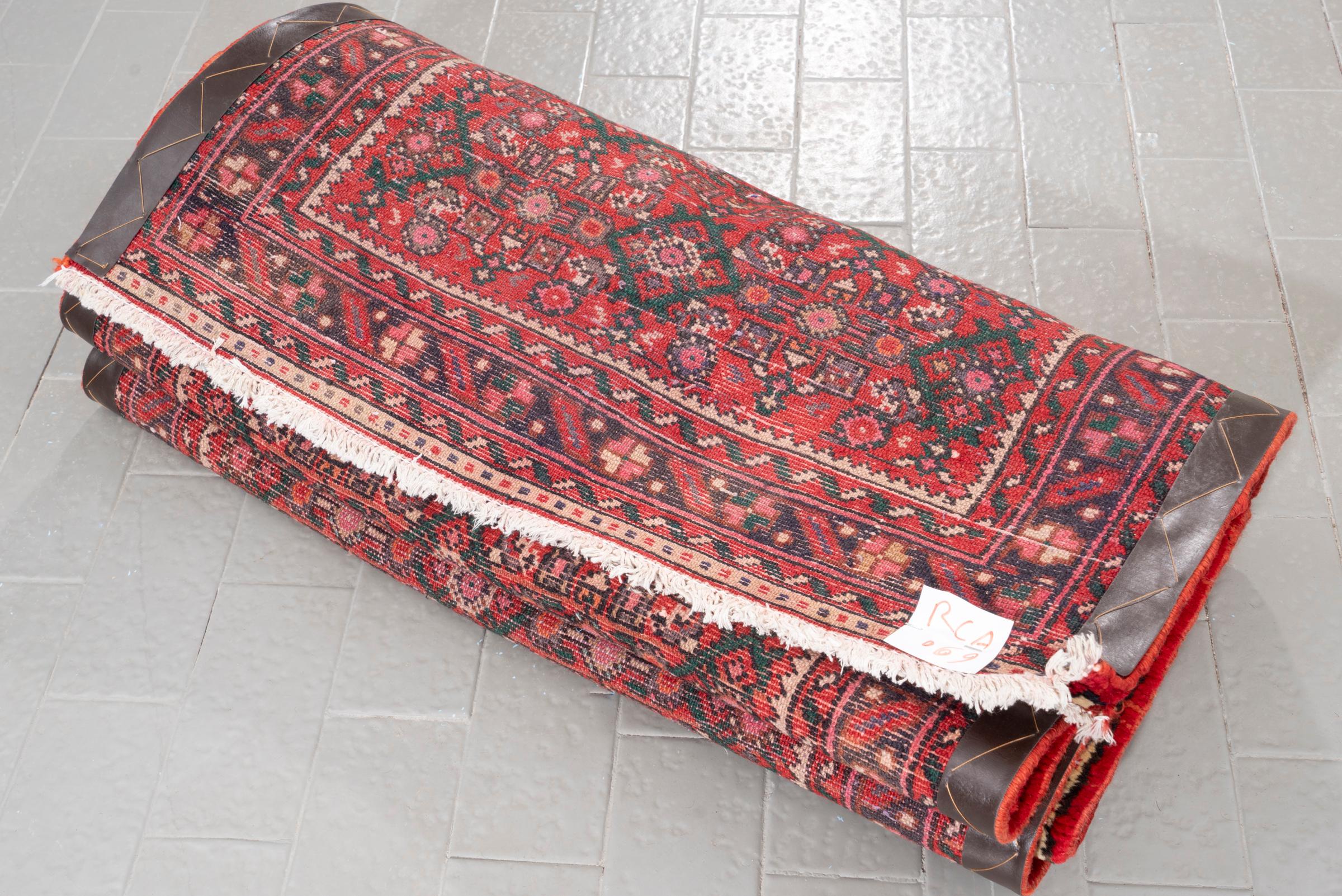 Vintage Hamadan Mahi Persian Runner Rug