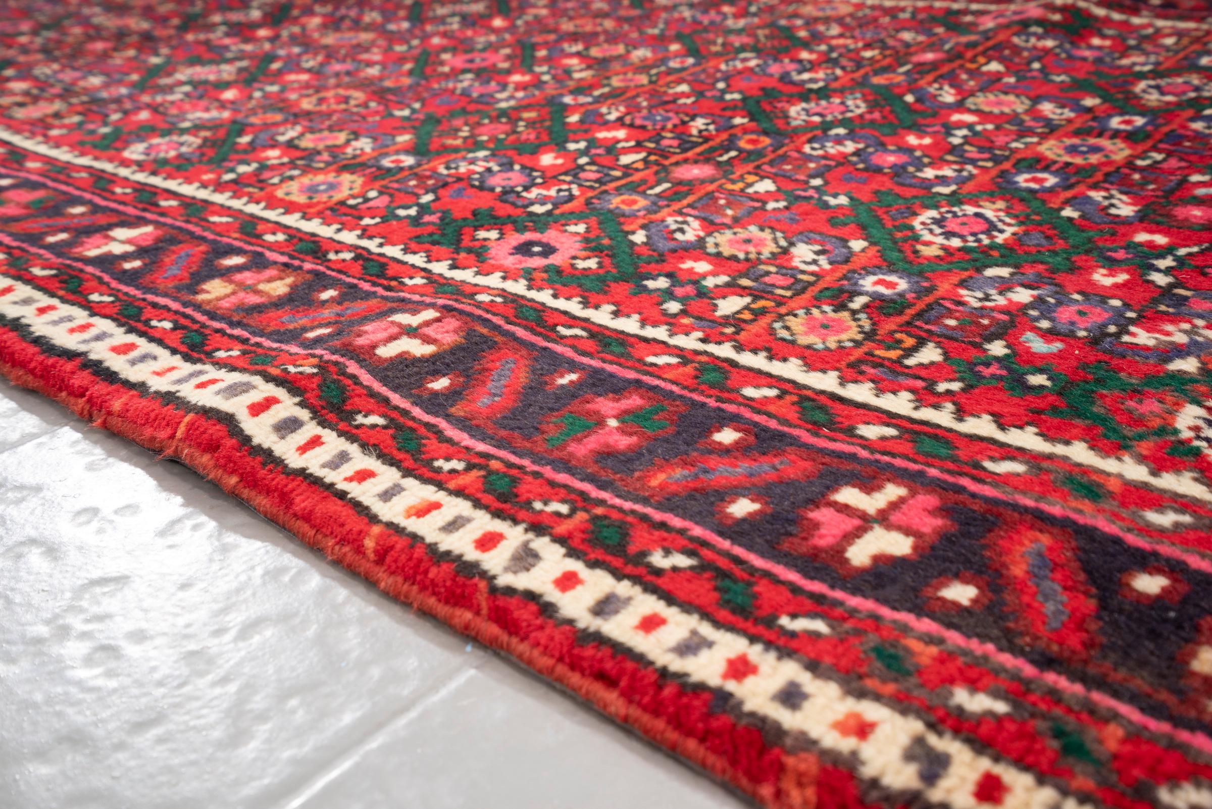 Vintage Hamadan Mahi Persian Runner Rug