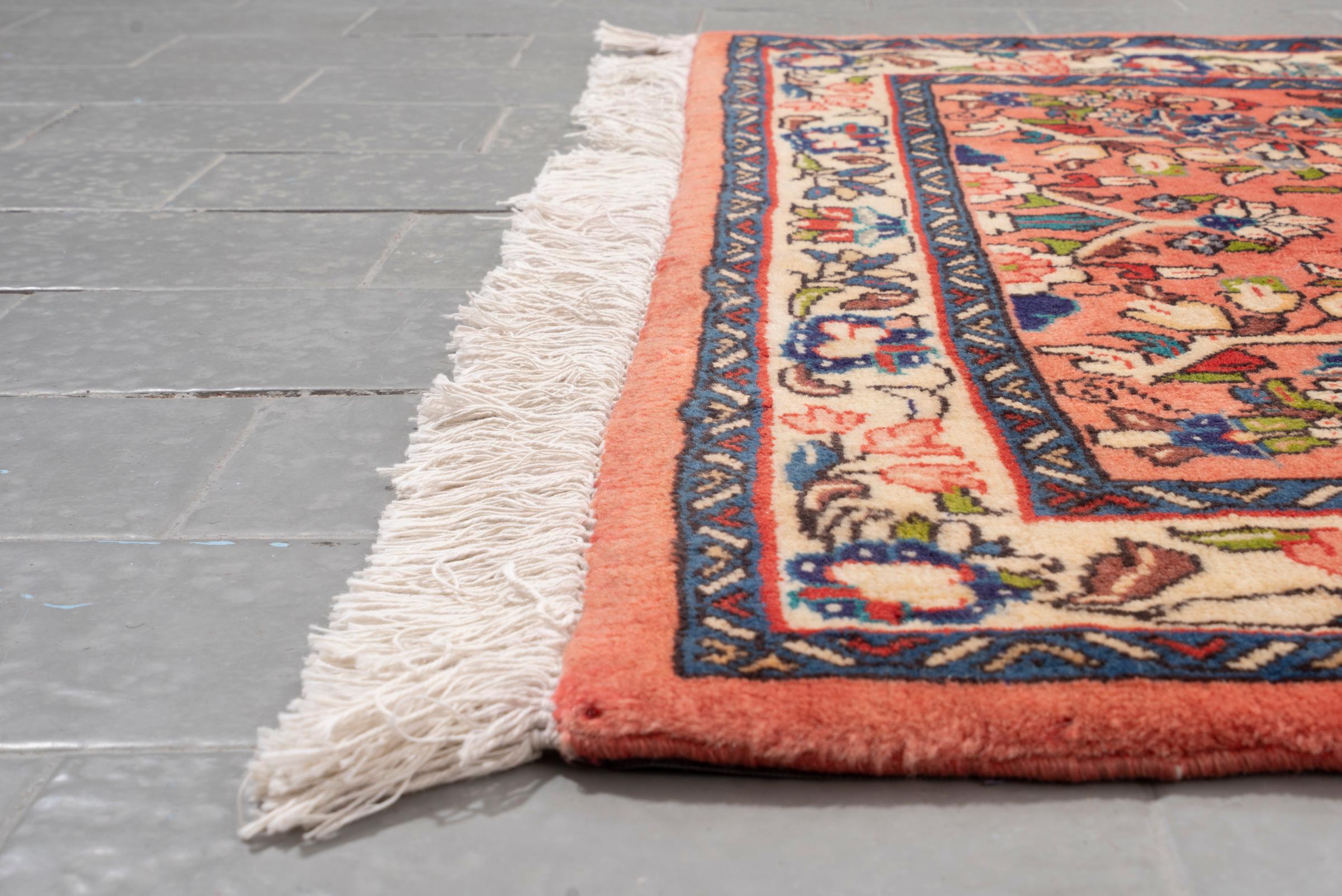 Vintage Sarouk Copper Afshan Persian Runner Rug