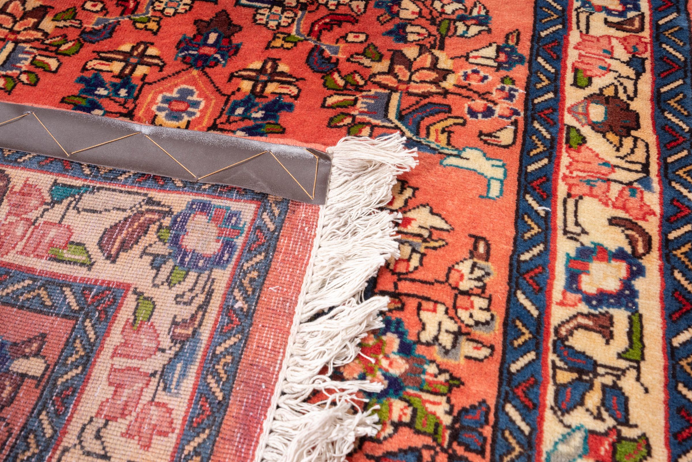 Vintage Sarouk Copper Afshan Persian Runner Rug