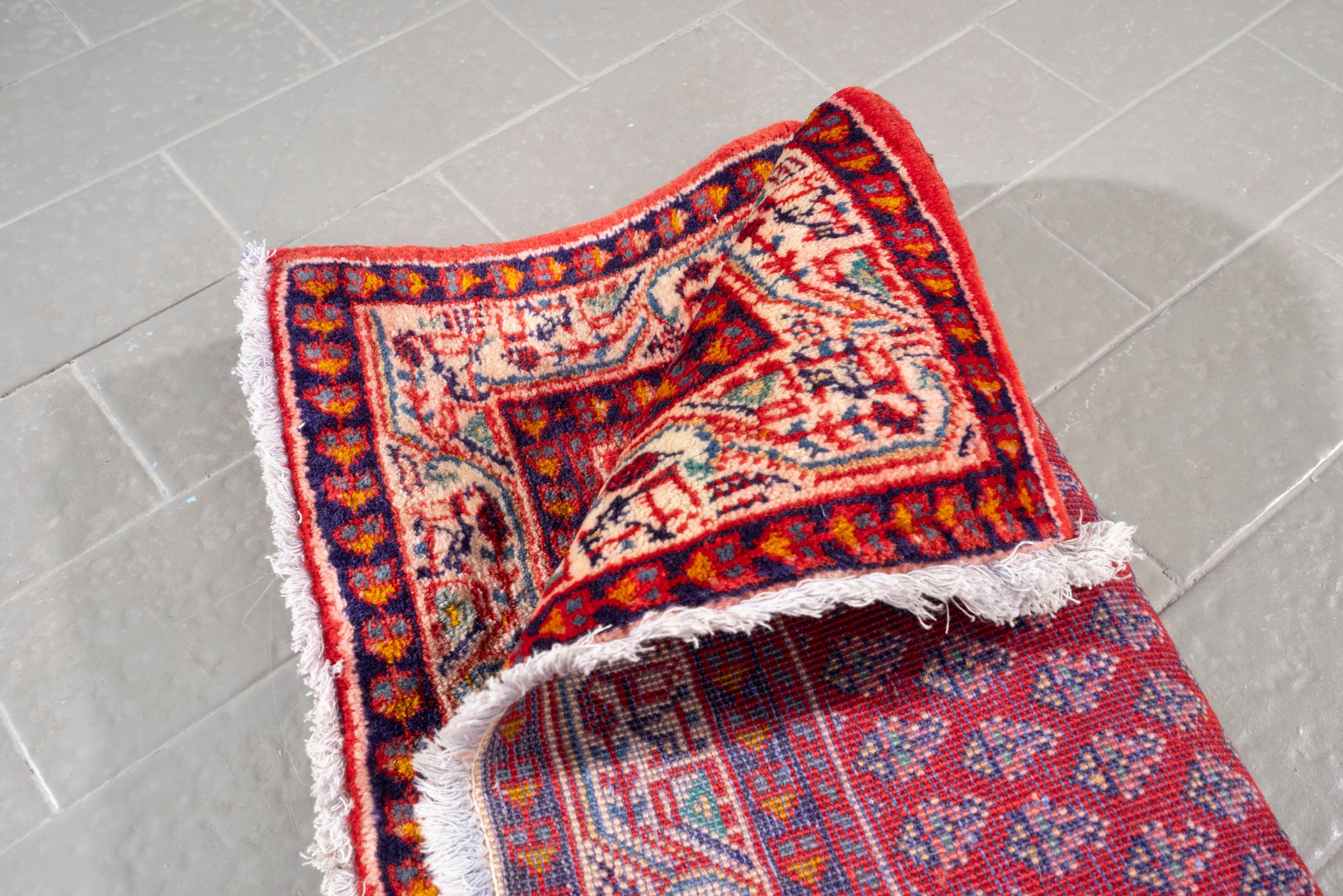 Vintage Arak Boteh Mir Persian Poshti Rug