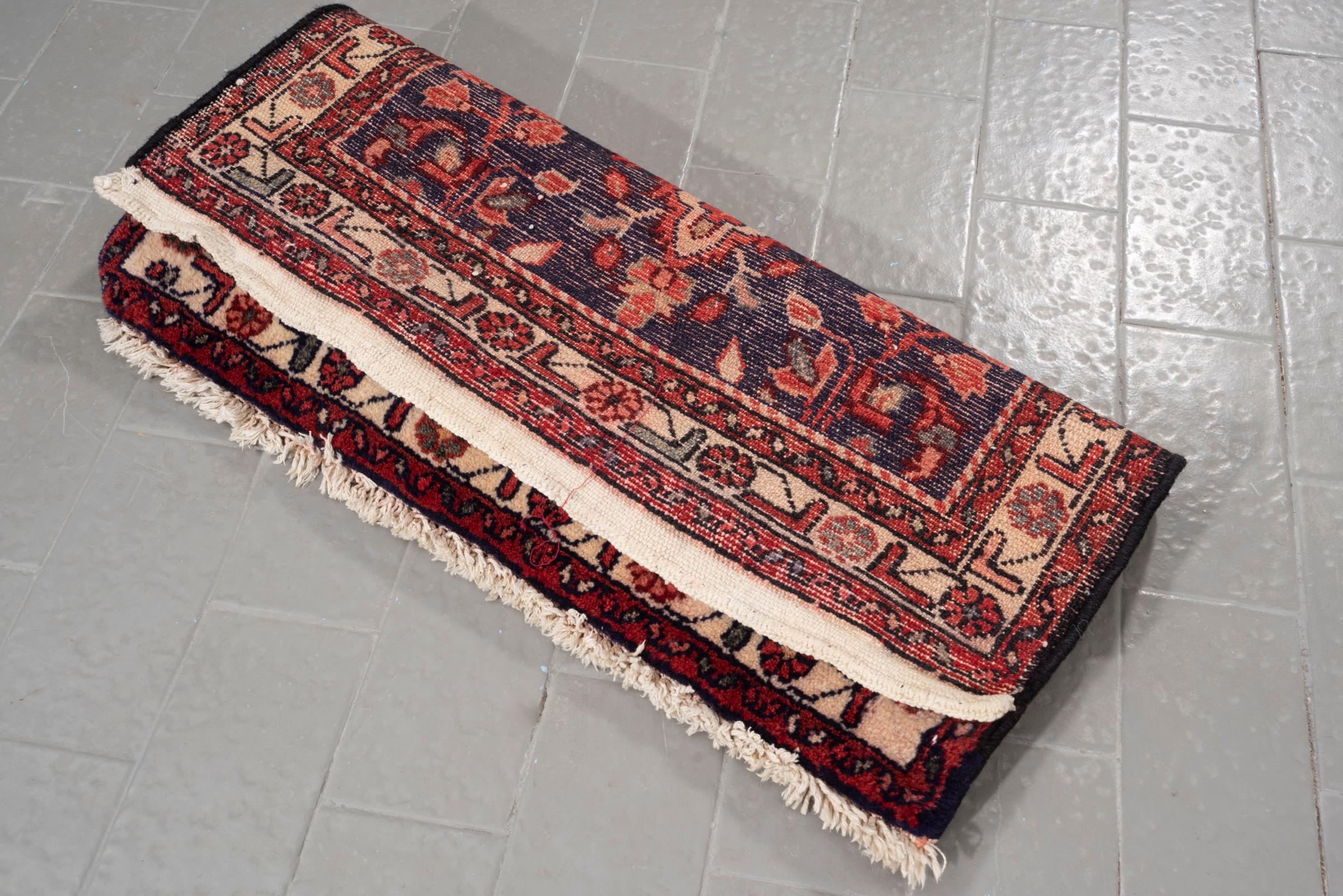 Vintage Hamedan Toranj Dated (1978) Persian Poshti Rug 2