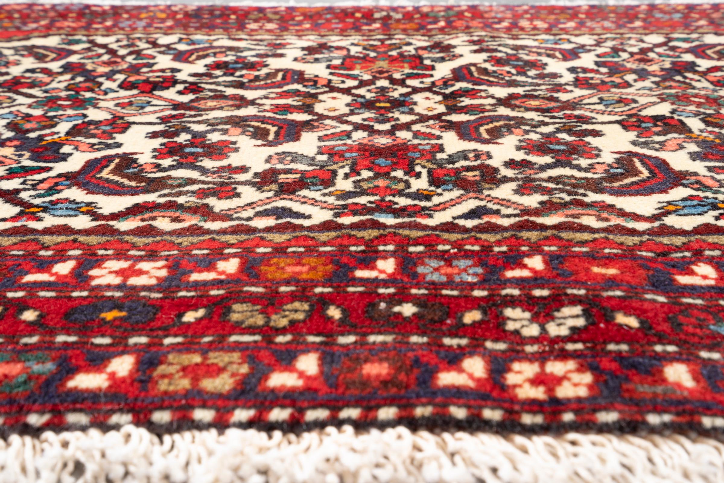 Vintage Rudbar Mahi Persian Poshti Rug 1