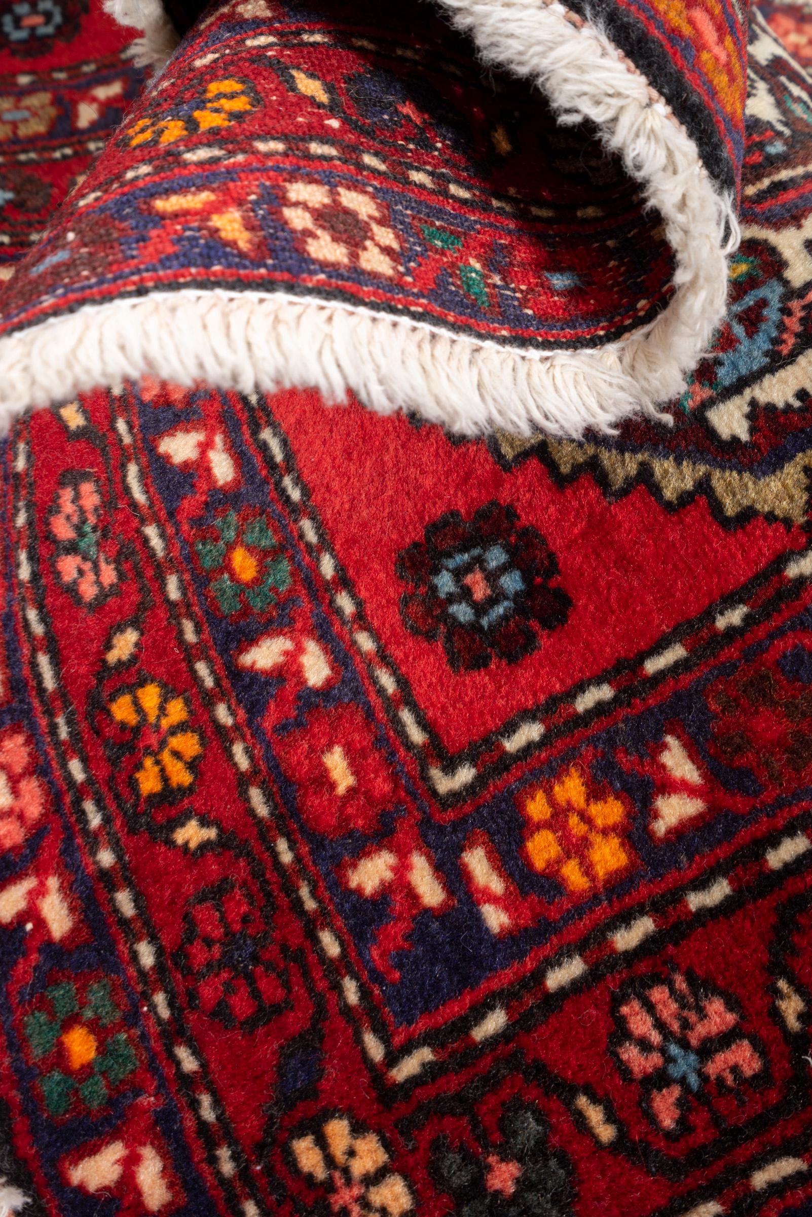 Vintage Rudbar Mahi Persian Poshti Rug 1
