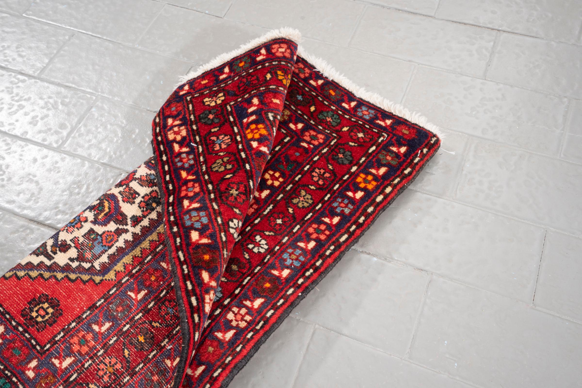 Vintage Rudbar Mahi Persian Poshti Rug 1