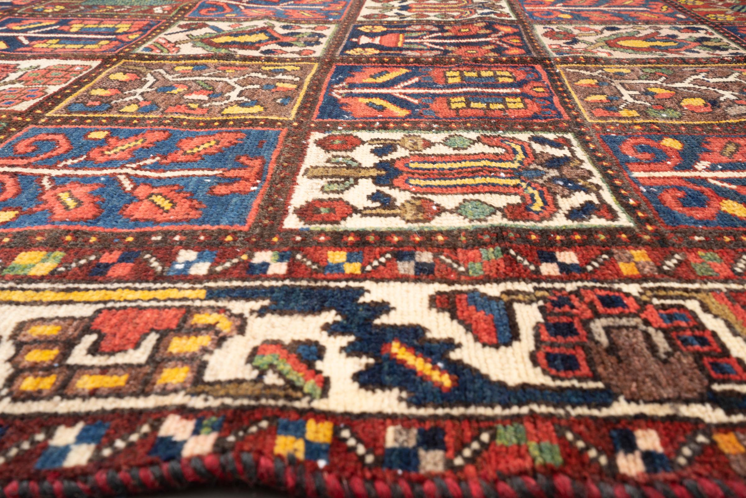 Antique Bakhtiari Persian Garden Kheshti Rug