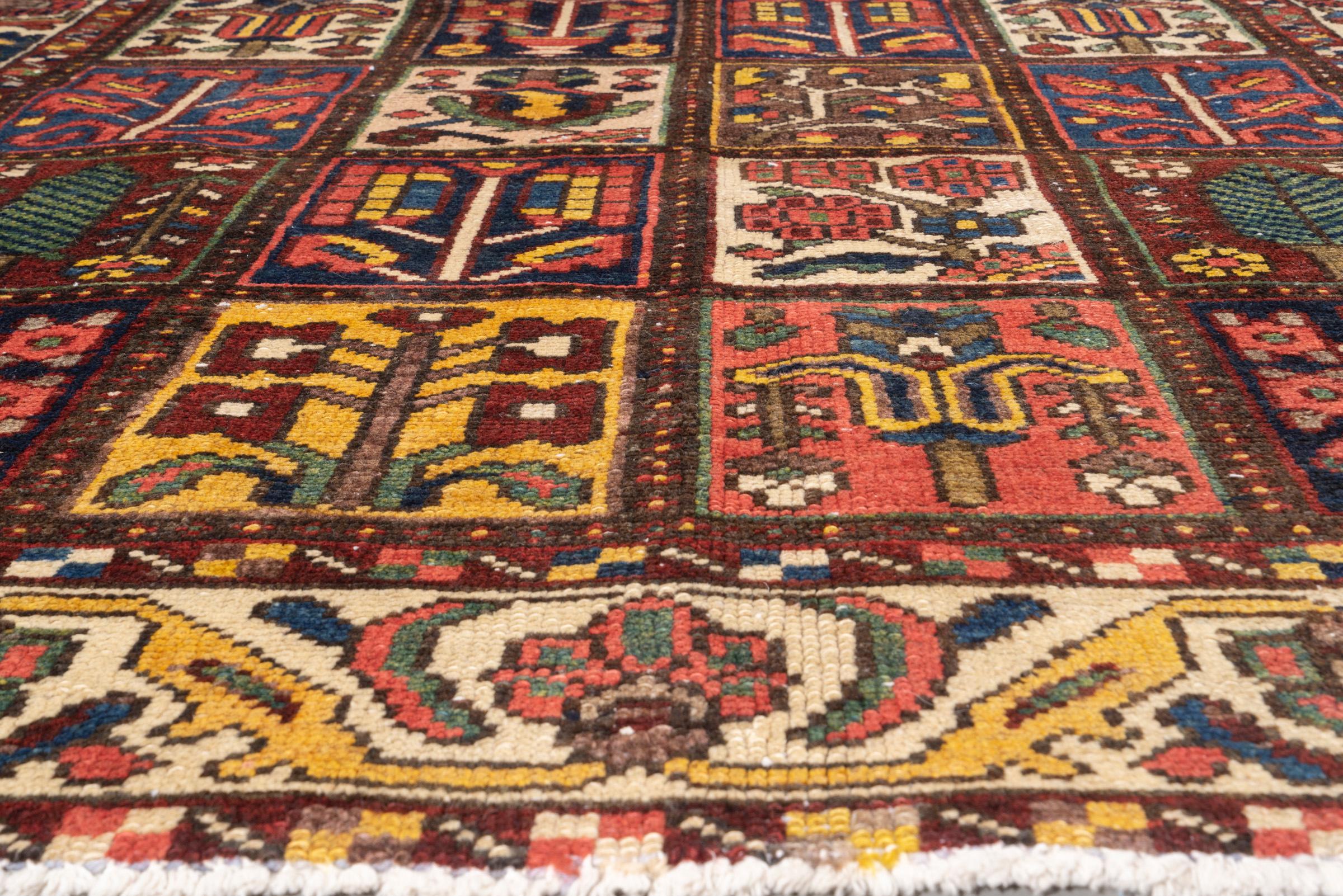 Antique Bakhtiari Persian Garden Kheshti Rug
