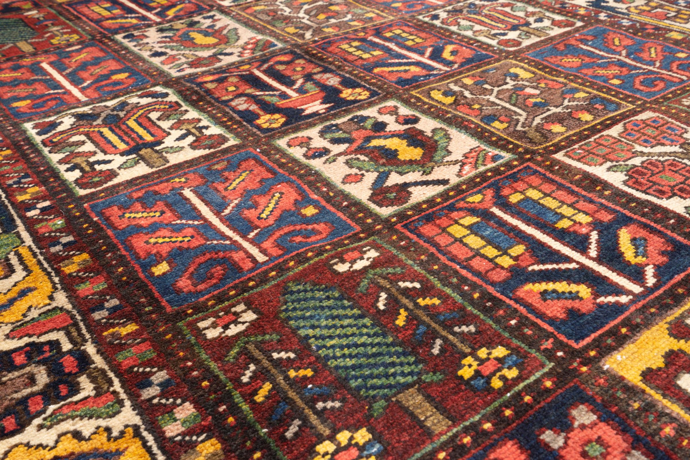 Antique Bakhtiari Persian Garden Kheshti Rug