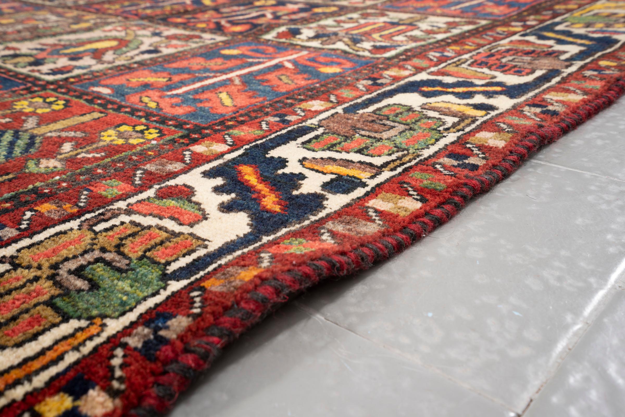 Antique Bakhtiari Persian Garden Kheshti Rug