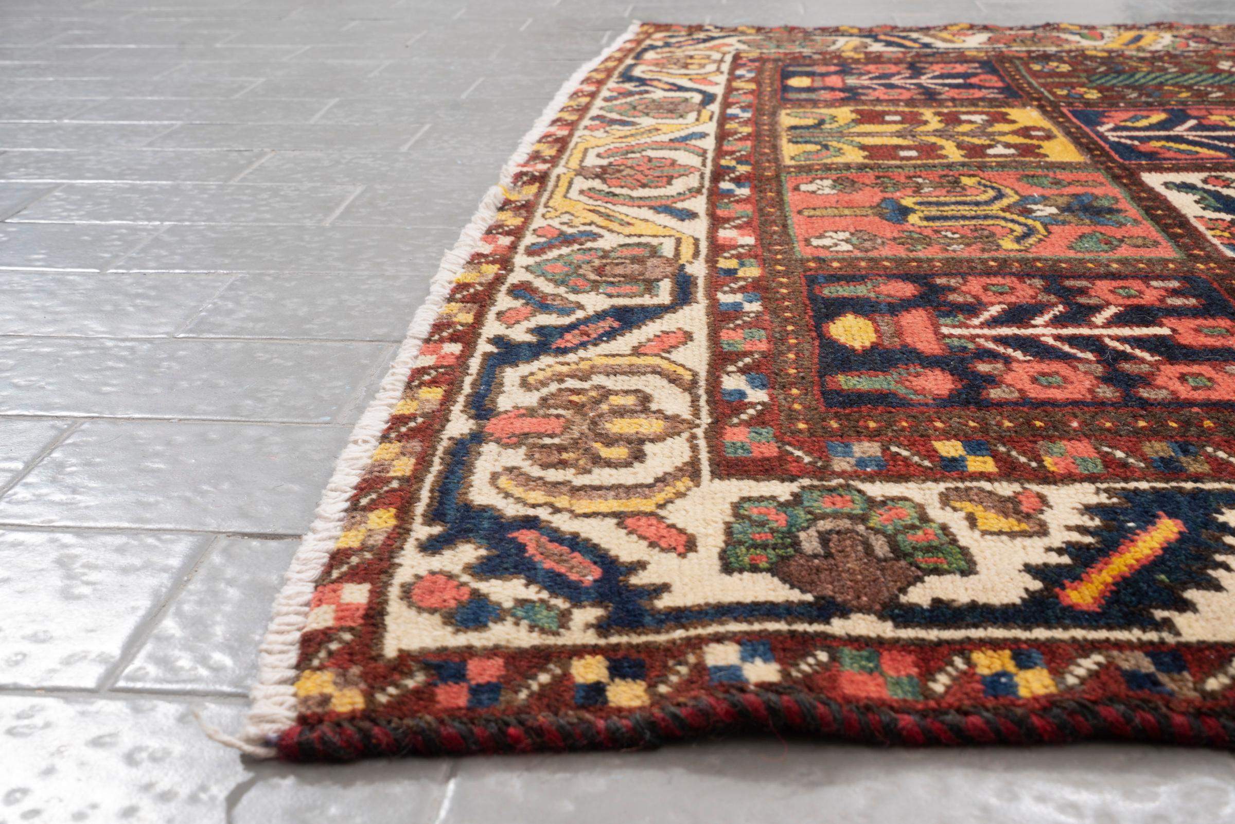 Antique Bakhtiari Persian Garden Kheshti Rug