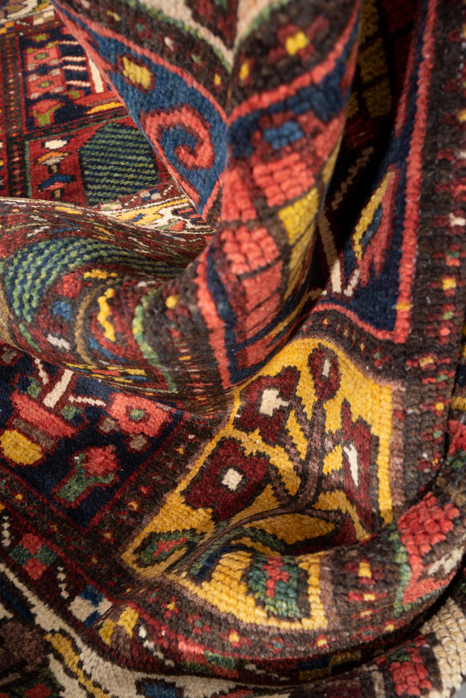 Antique Bakhtiari Persian Garden Kheshti Rug