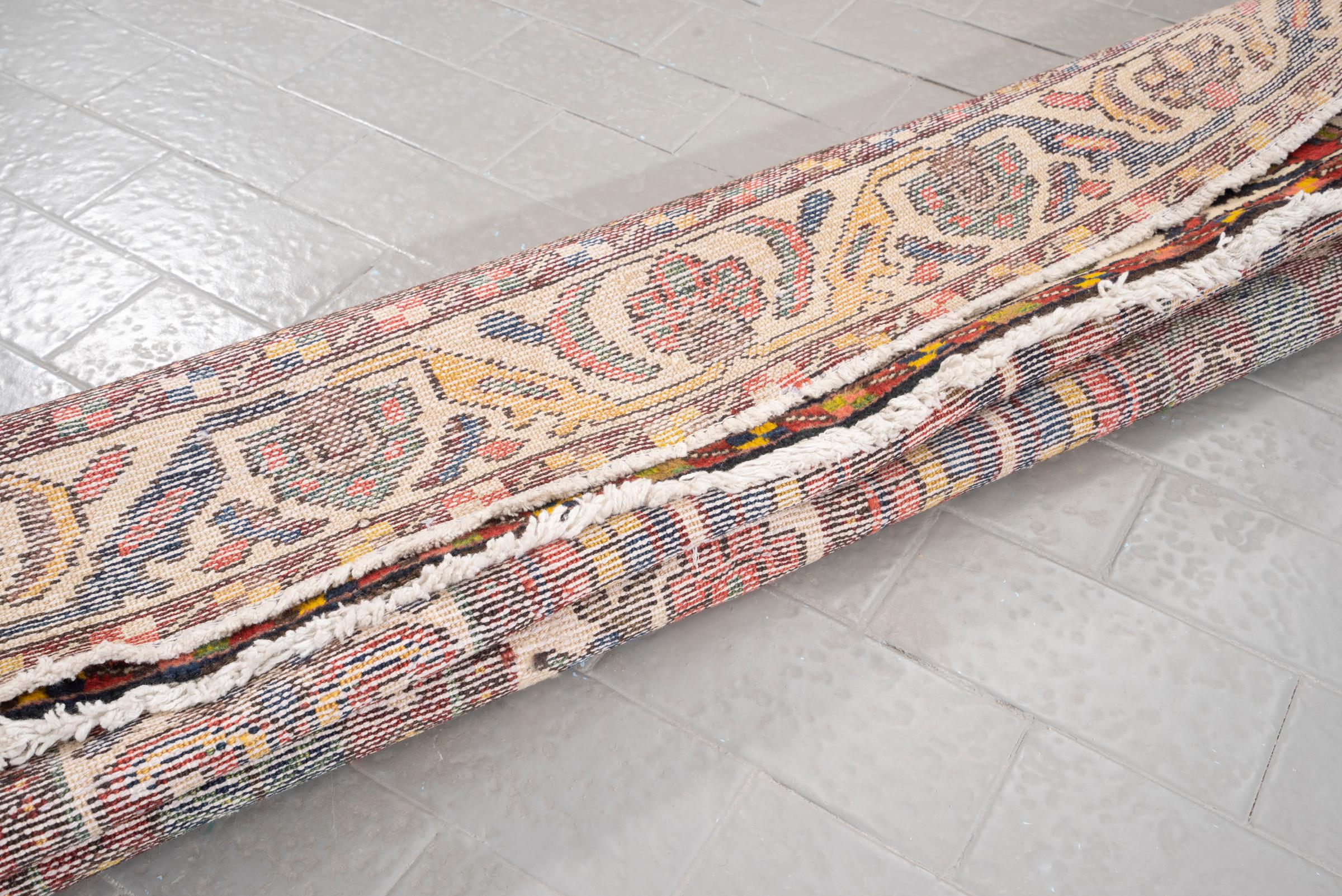 Antique Bakhtiari Persian Garden Kheshti Rug