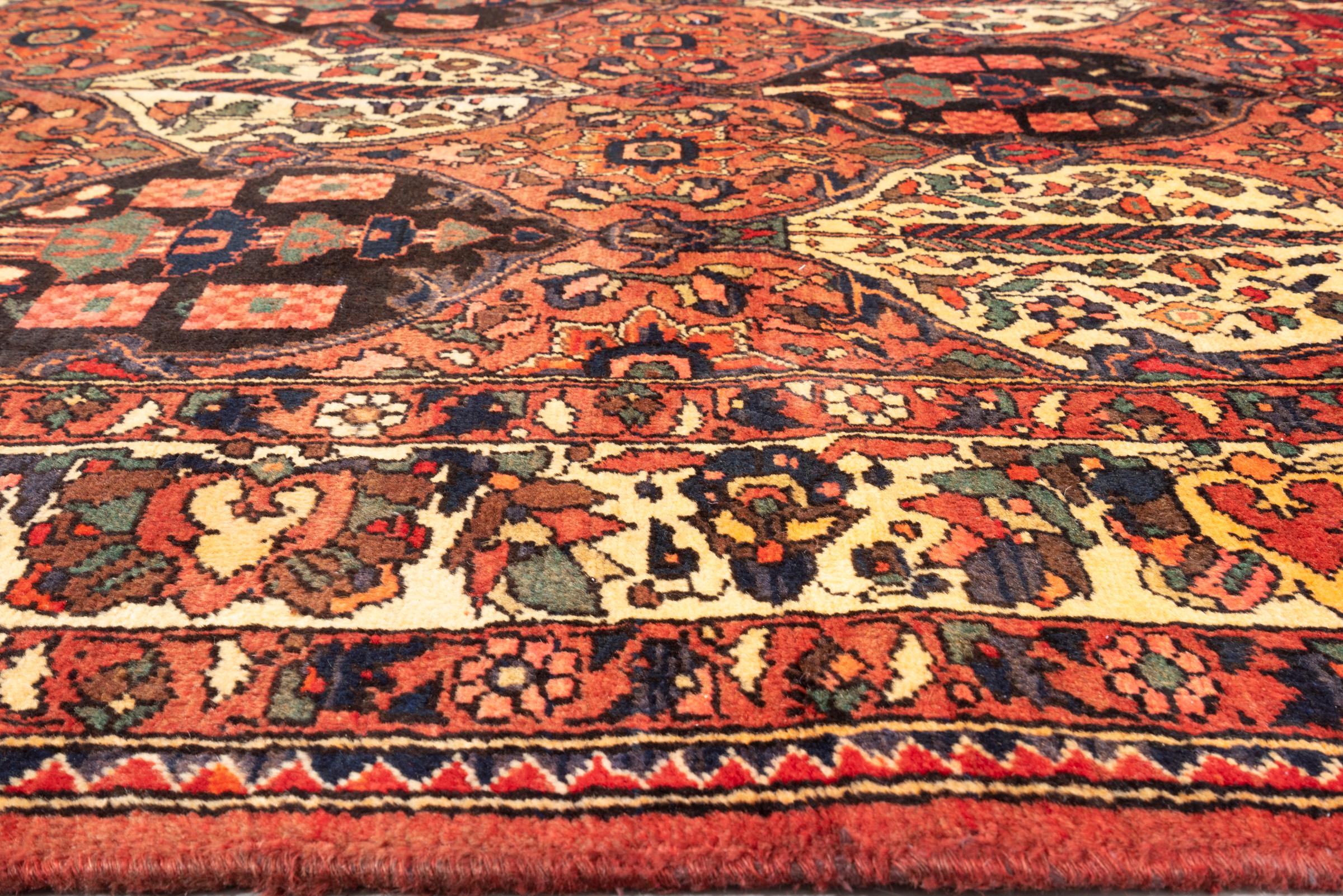 Vintage Bakhtiari Cypress Lattices Persian Rug