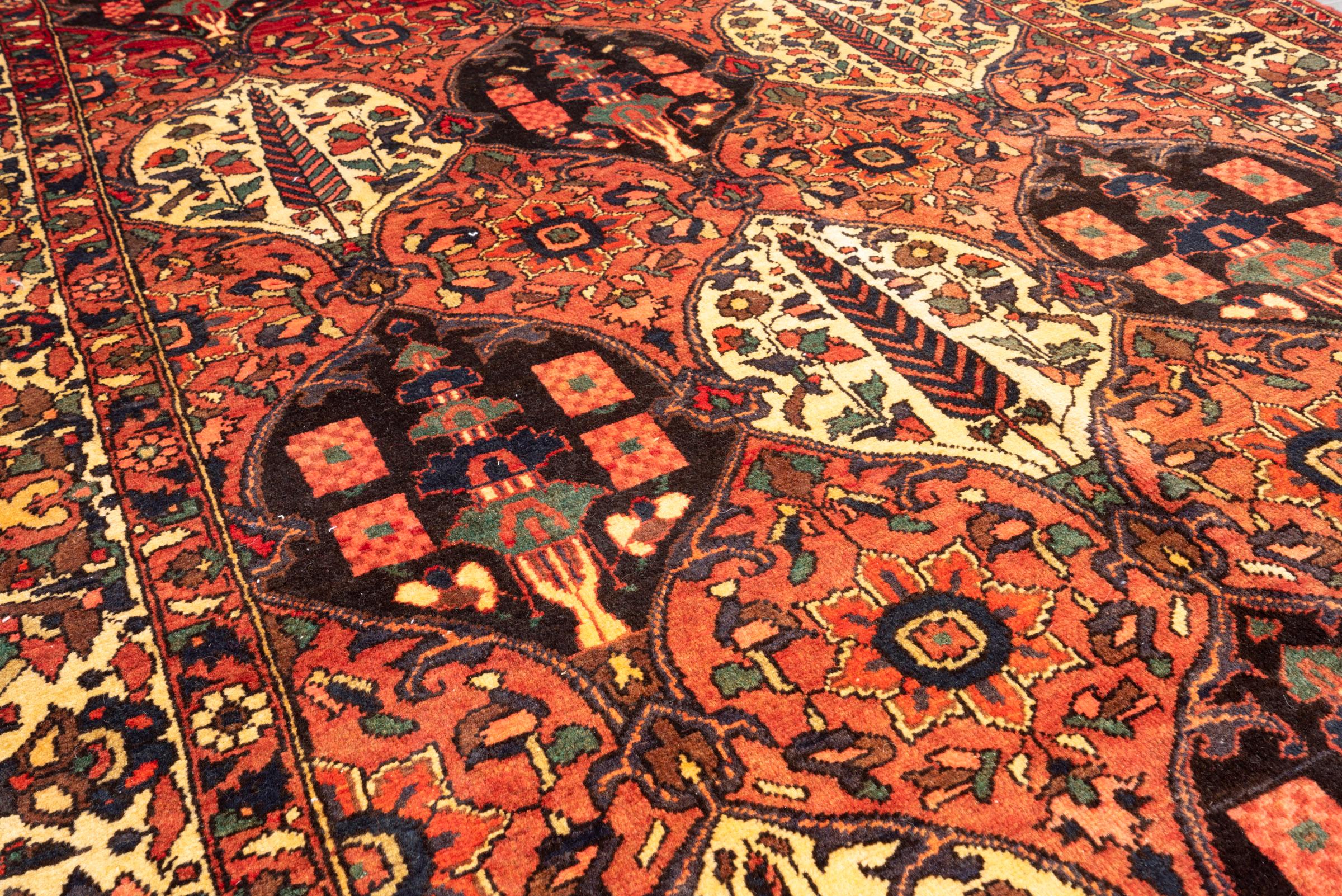 Vintage Bakhtiari Cypress Lattices Persian Rug