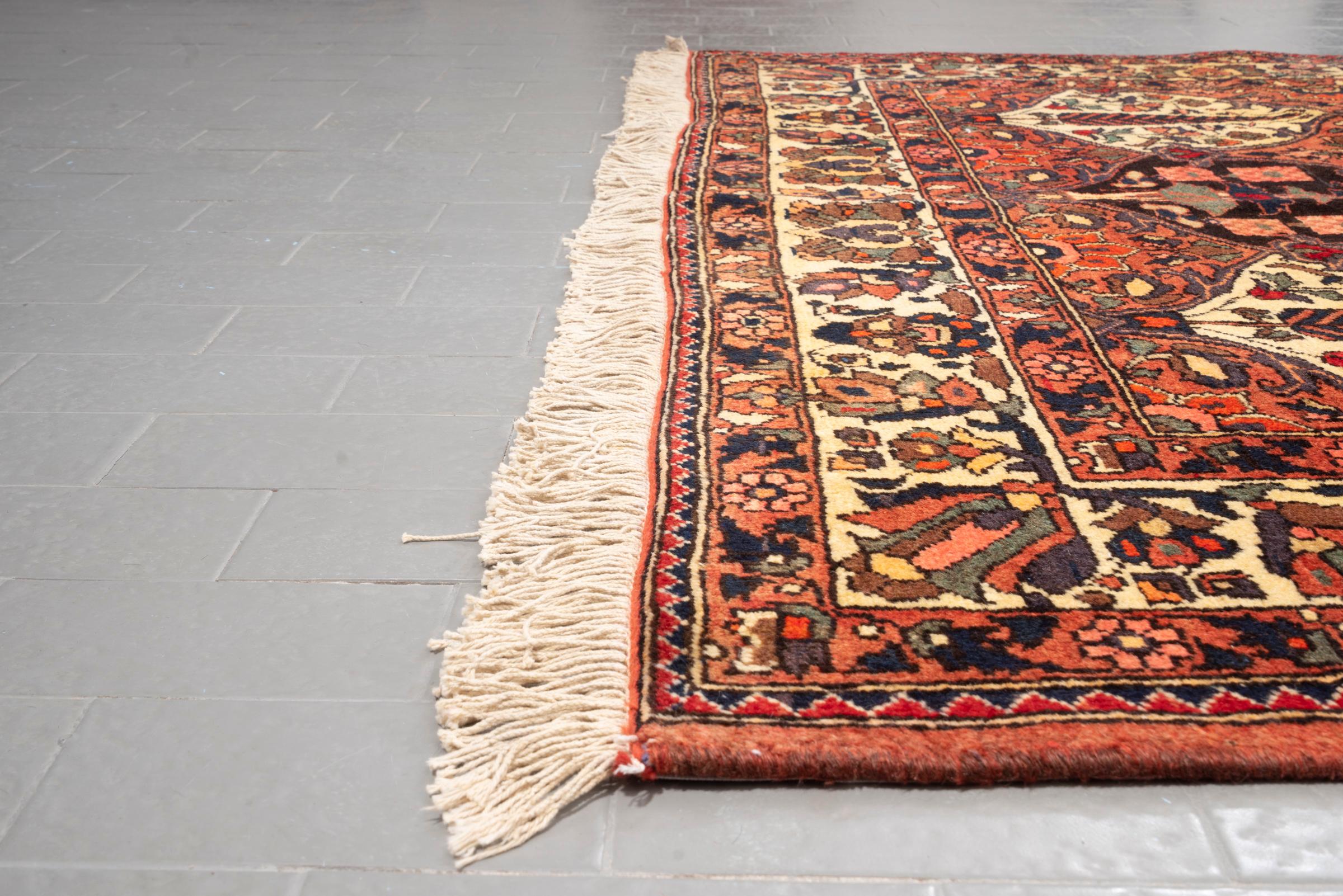 Vintage Bakhtiari Cypress Lattices Persian Rug