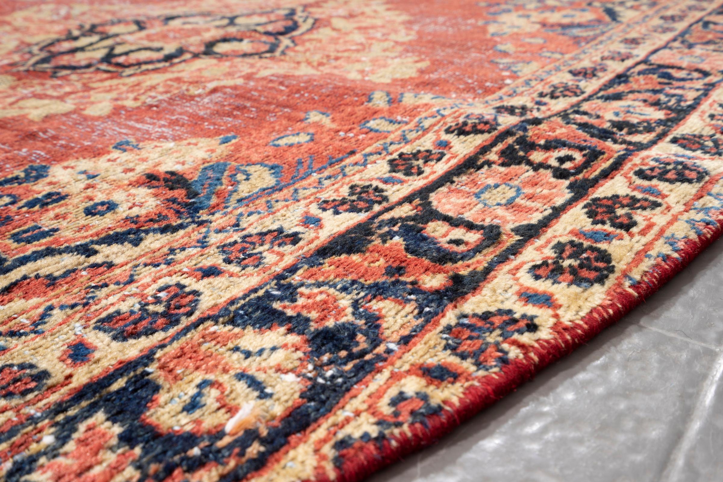 Antique Moshkabad Oval Persian Rug