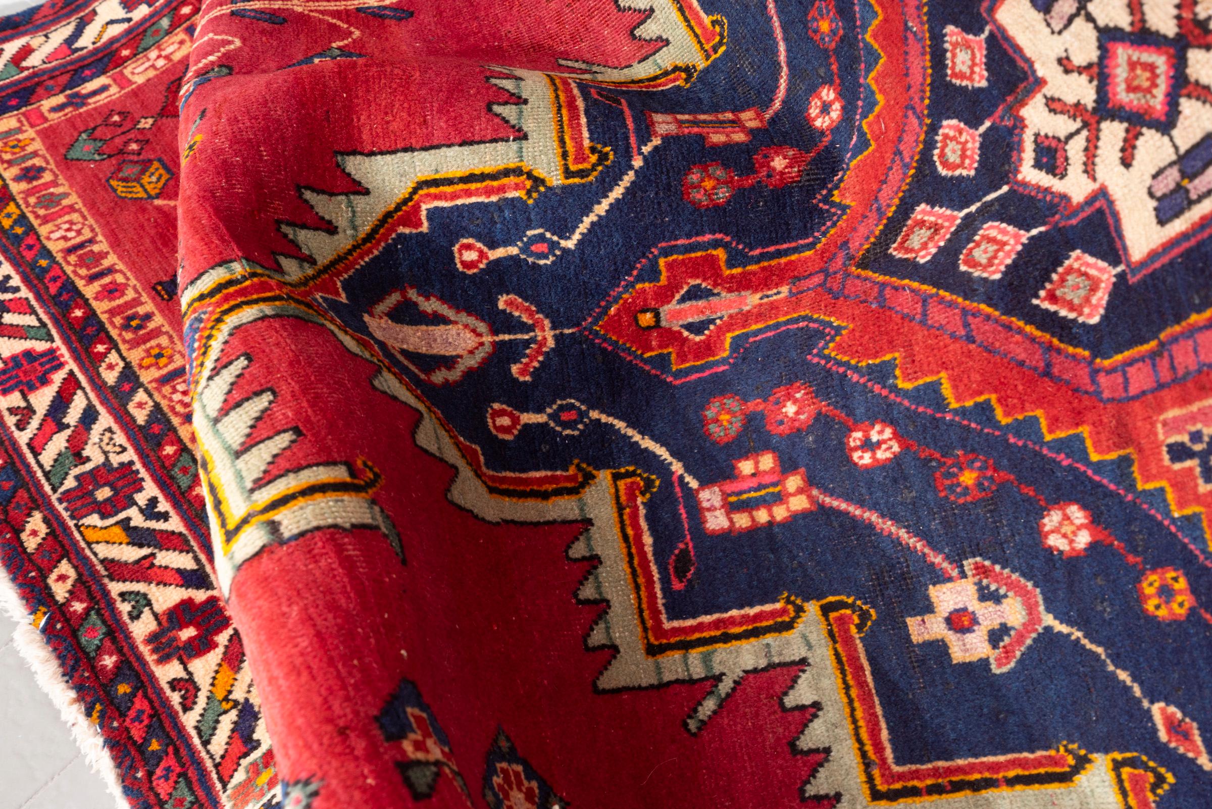 Vintage Sirjan Navy Toranj Persian Rug