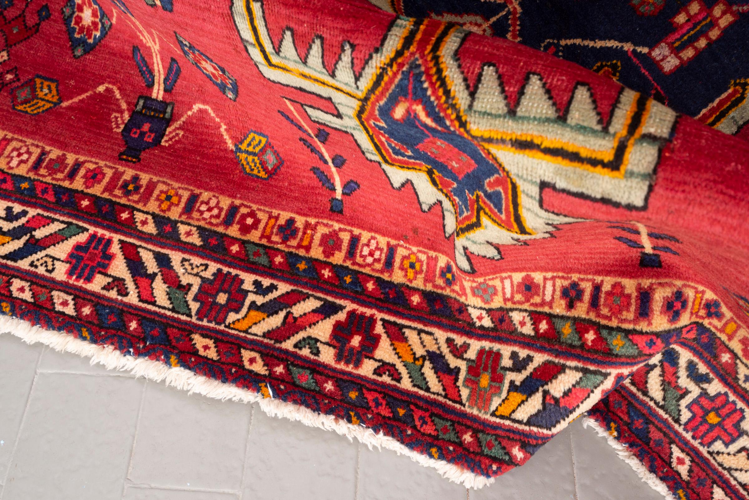 Vintage Sirjan Navy Toranj Persian Rug
