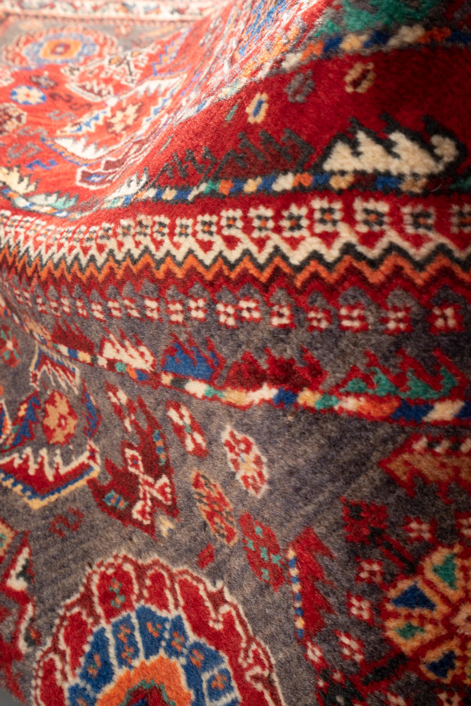 Vintage Qashqai Eqlid Triple Toranj Persian Rug