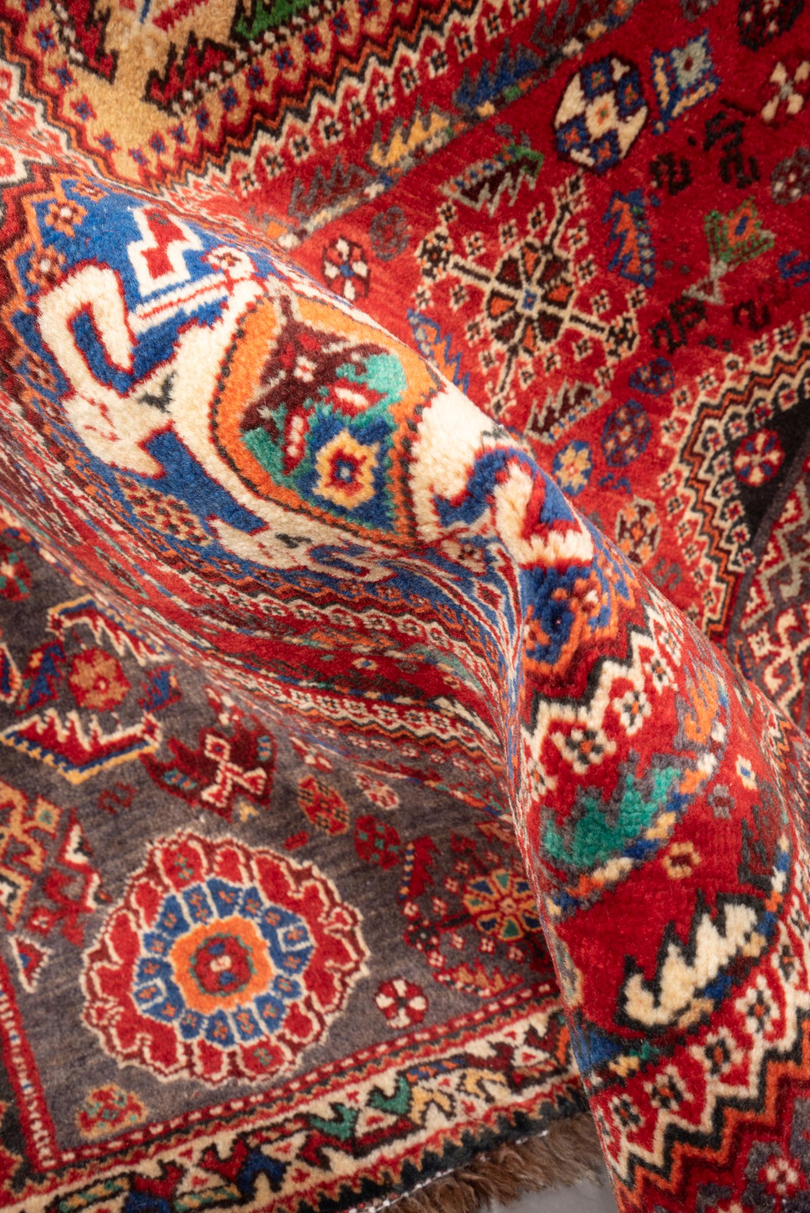 Vintage Qashqai Eqlid Triple Toranj Persian Rug