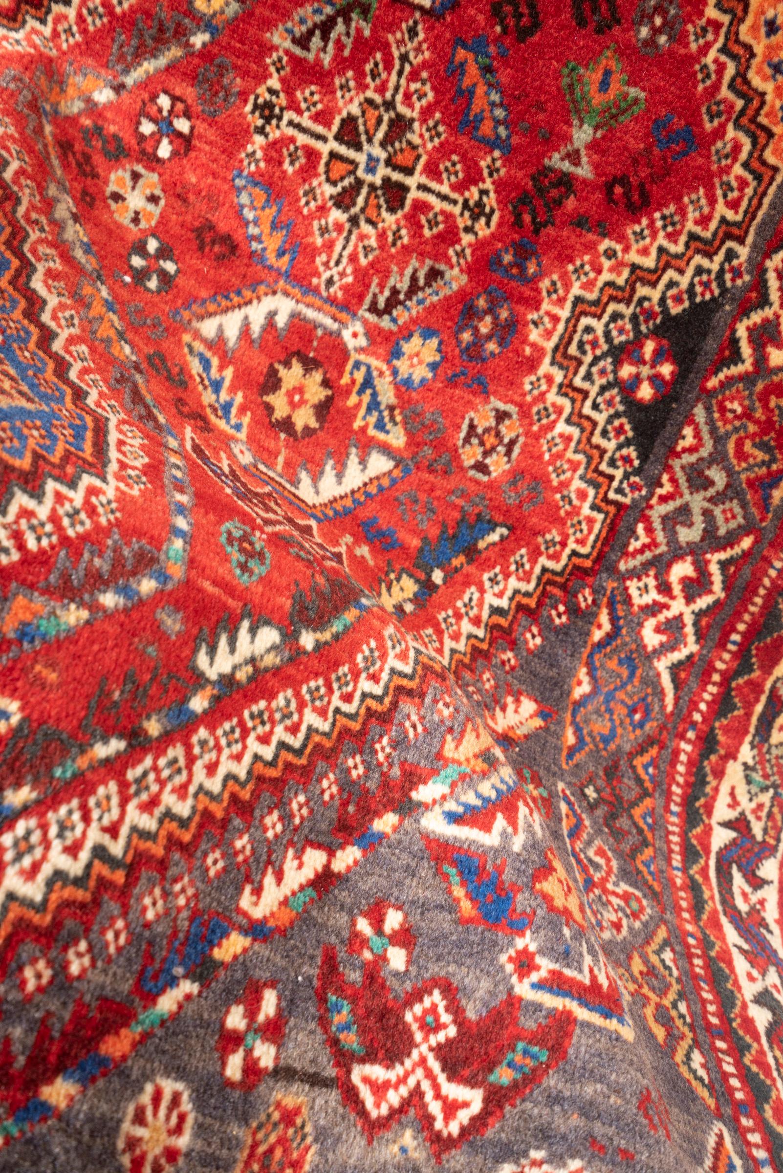 Vintage Qashqai Eqlid Triple Toranj Persian Rug