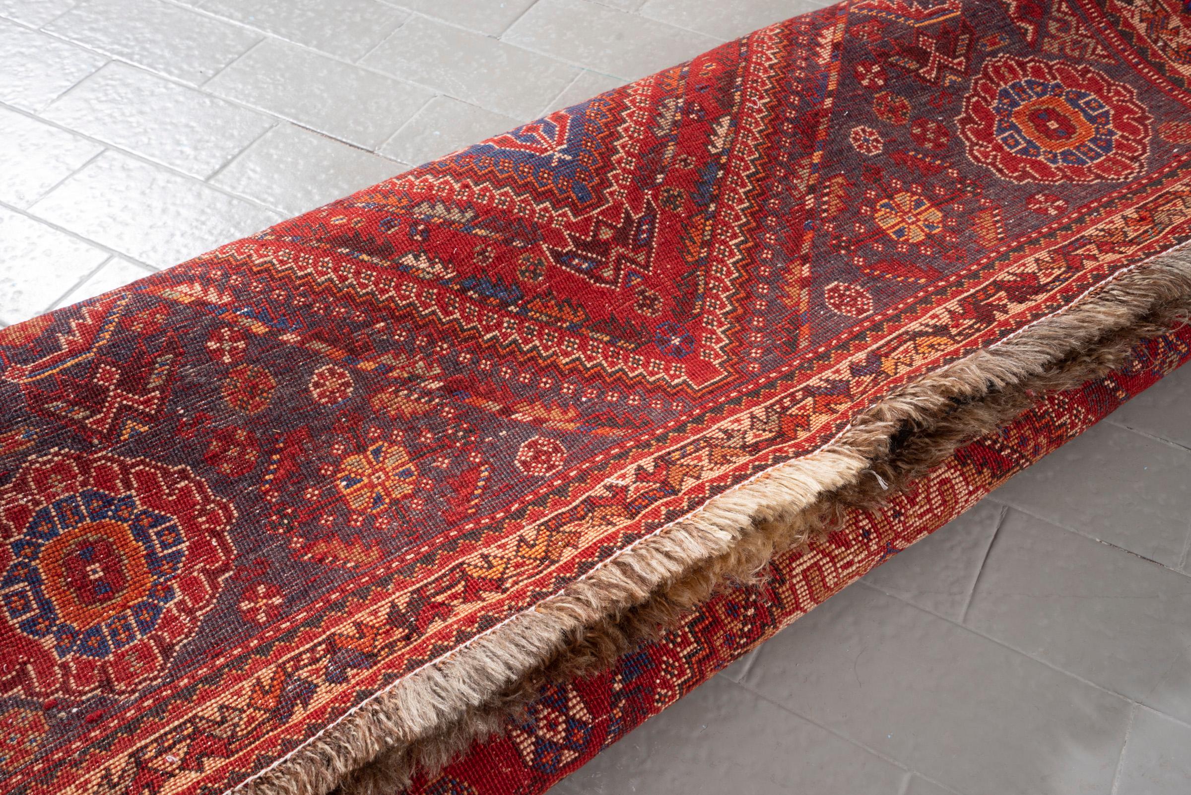 Vintage Qashqai Eqlid Triple Toranj Persian Rug