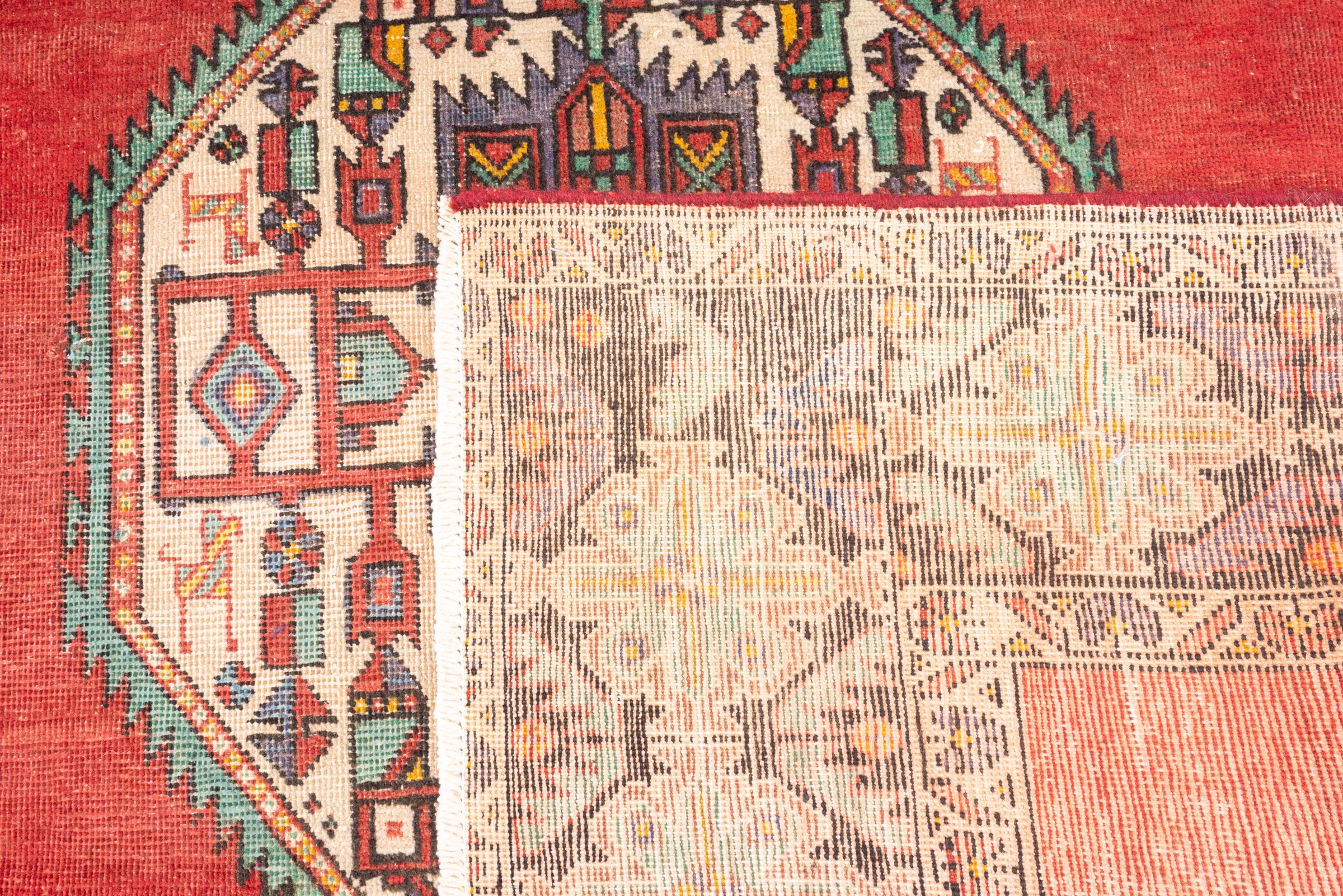 Vintage Afshar Dual Toranj Worn Persian Rug